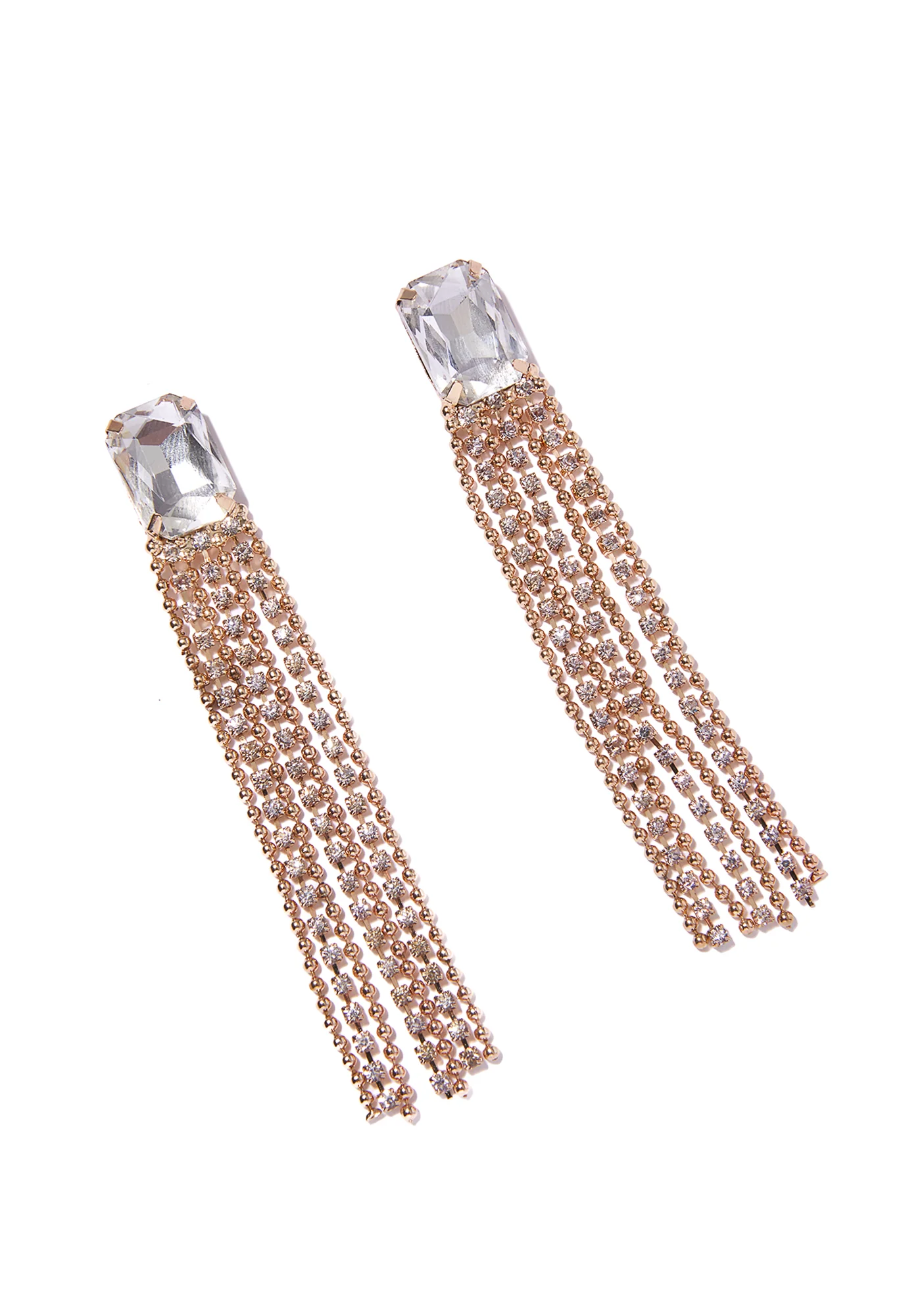 New Money Rhinestone Fringe Earrings - Image 5