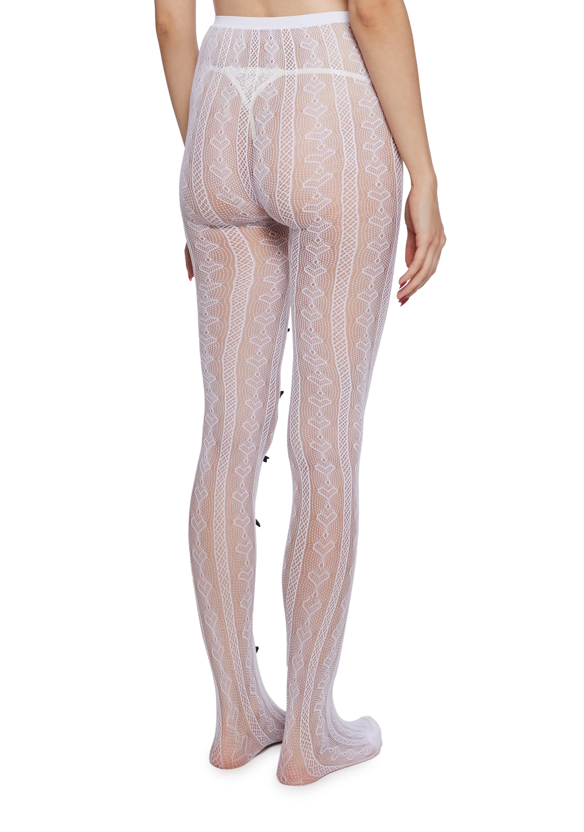 Next Level Sweetheart Lace Tights - White - Image 4
