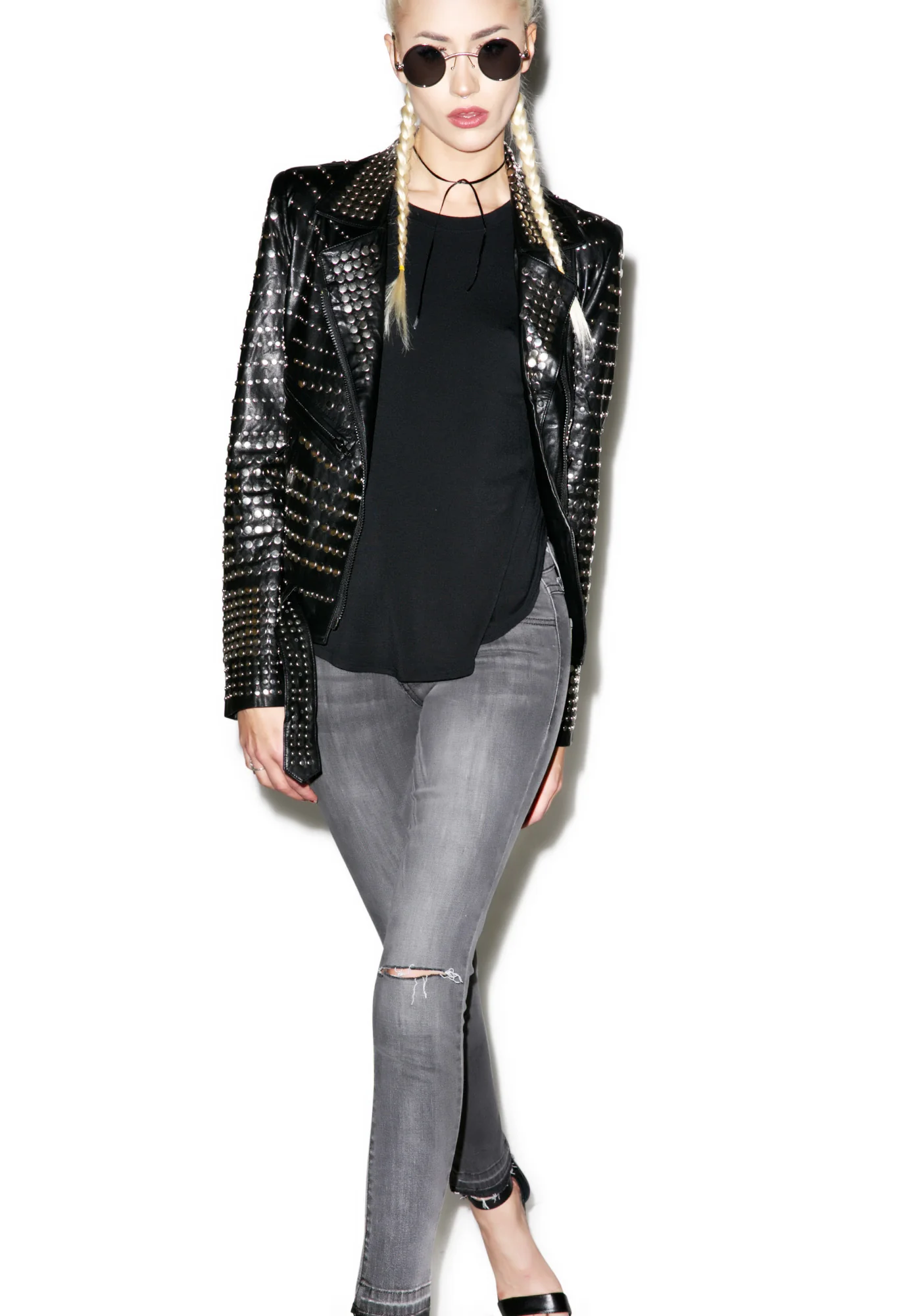 Nia Nail Head Leather Jacket - Image 2