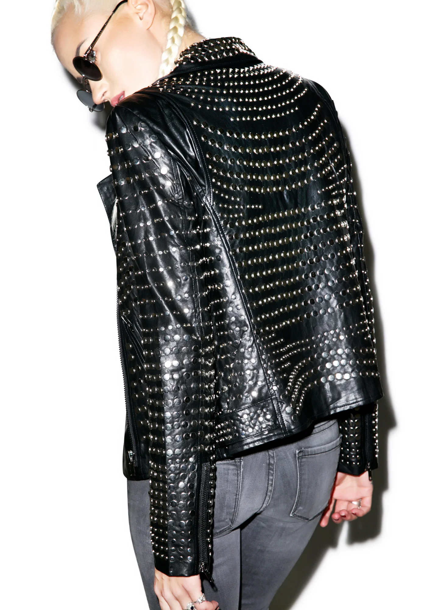 Nia Nail Head Leather Jacket - Image 3