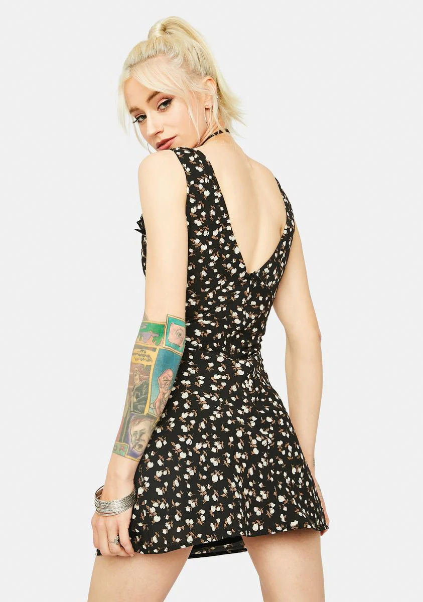 Night Meeting at Dawn Floral Mini Dress - Image 4