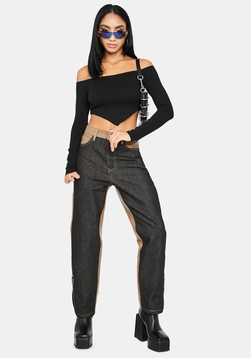 Night Party Don't Stop Off Shoulder Crop Top - Image 3