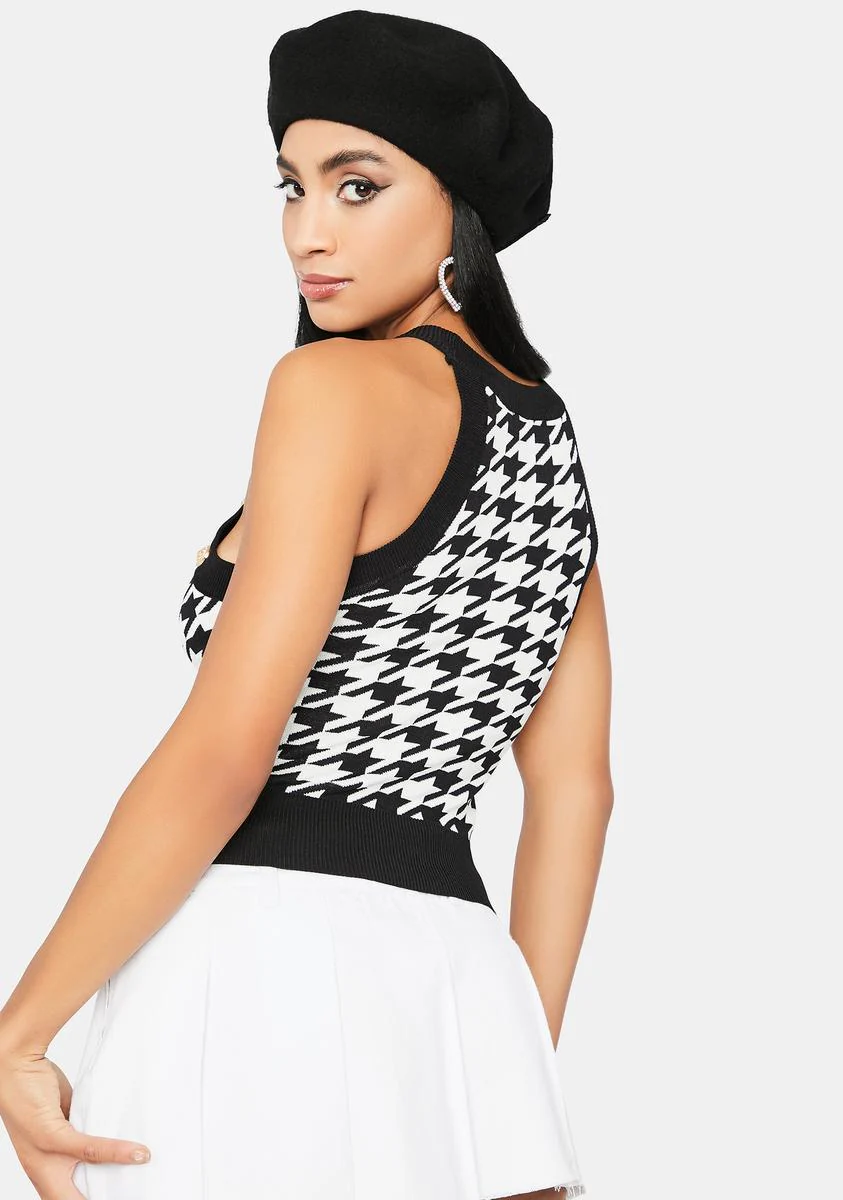 Night U And Me In Paris Houndstooth Crop Tank Top - Image 4