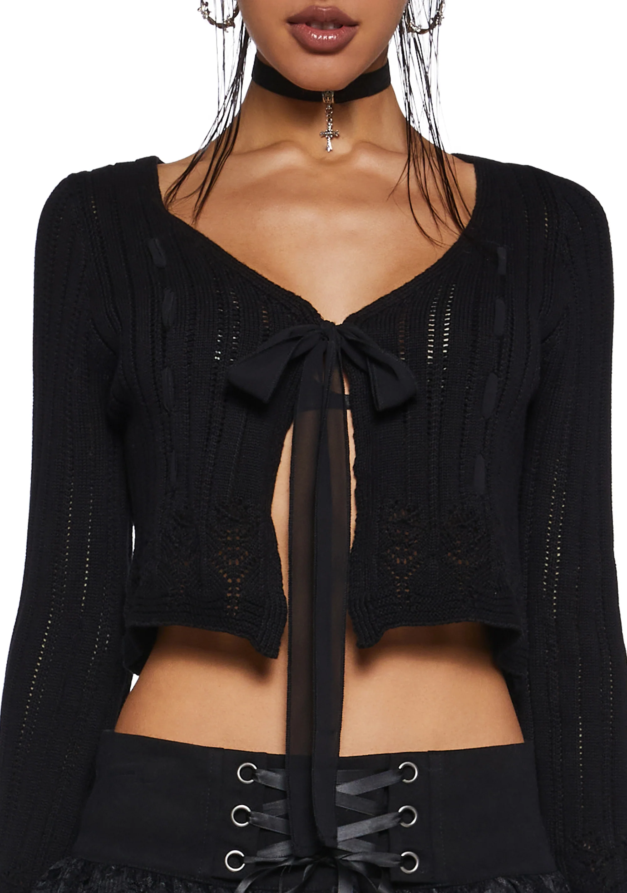 Nightshade Whispers Pointelle Cardigan - Image 5