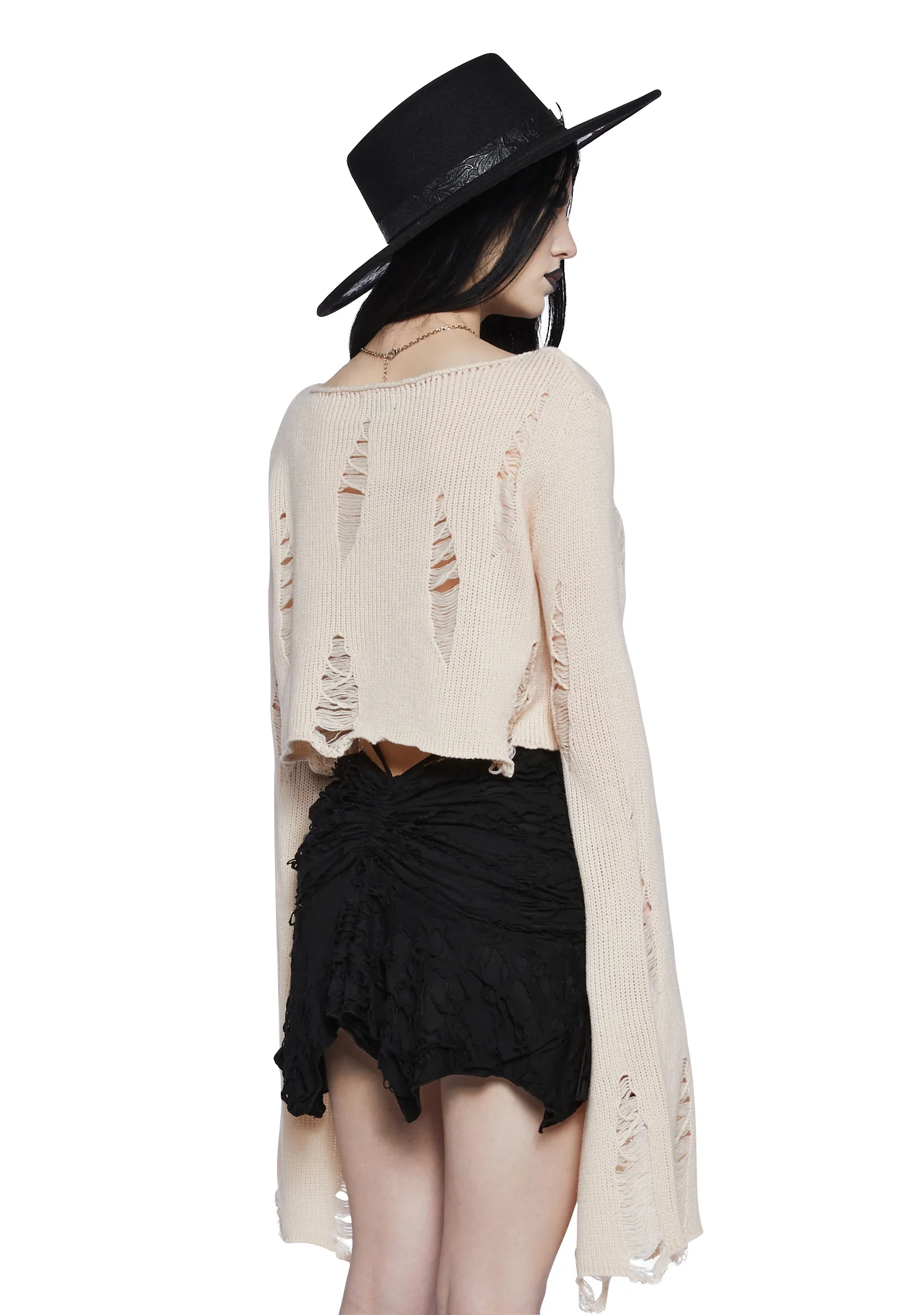 No Path Before Distressed Sweater - Off White - Image 4