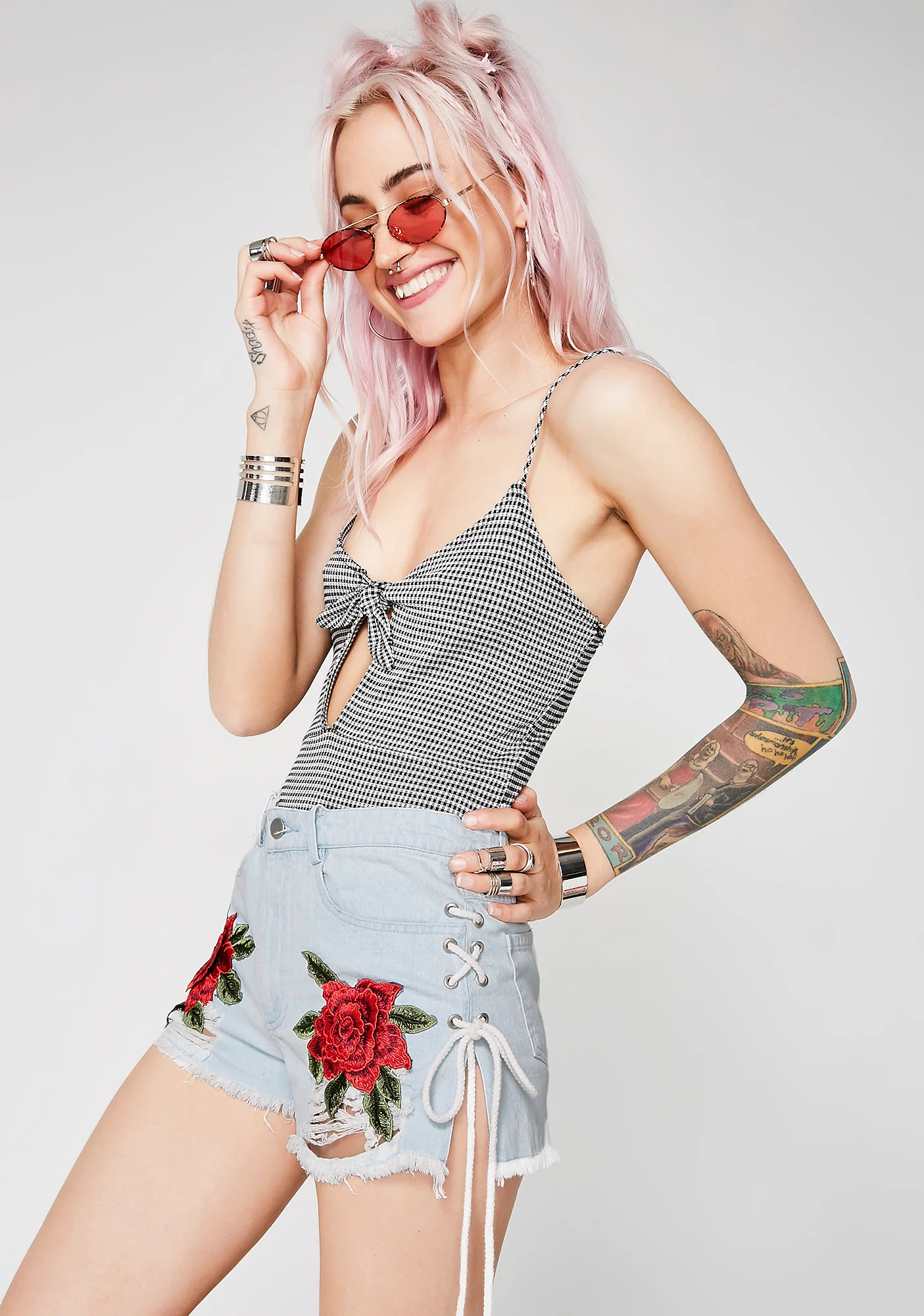 No Playing Nice Gingham Bodysuit - Image 2