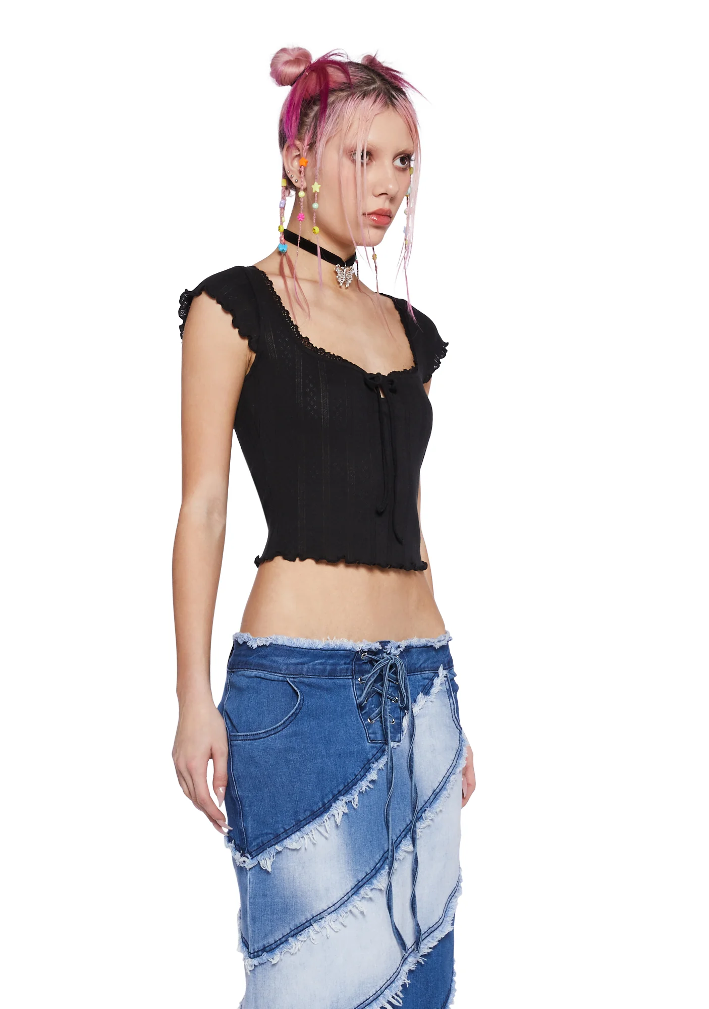 No Serious Commitment Crop Top - Black - Image 3