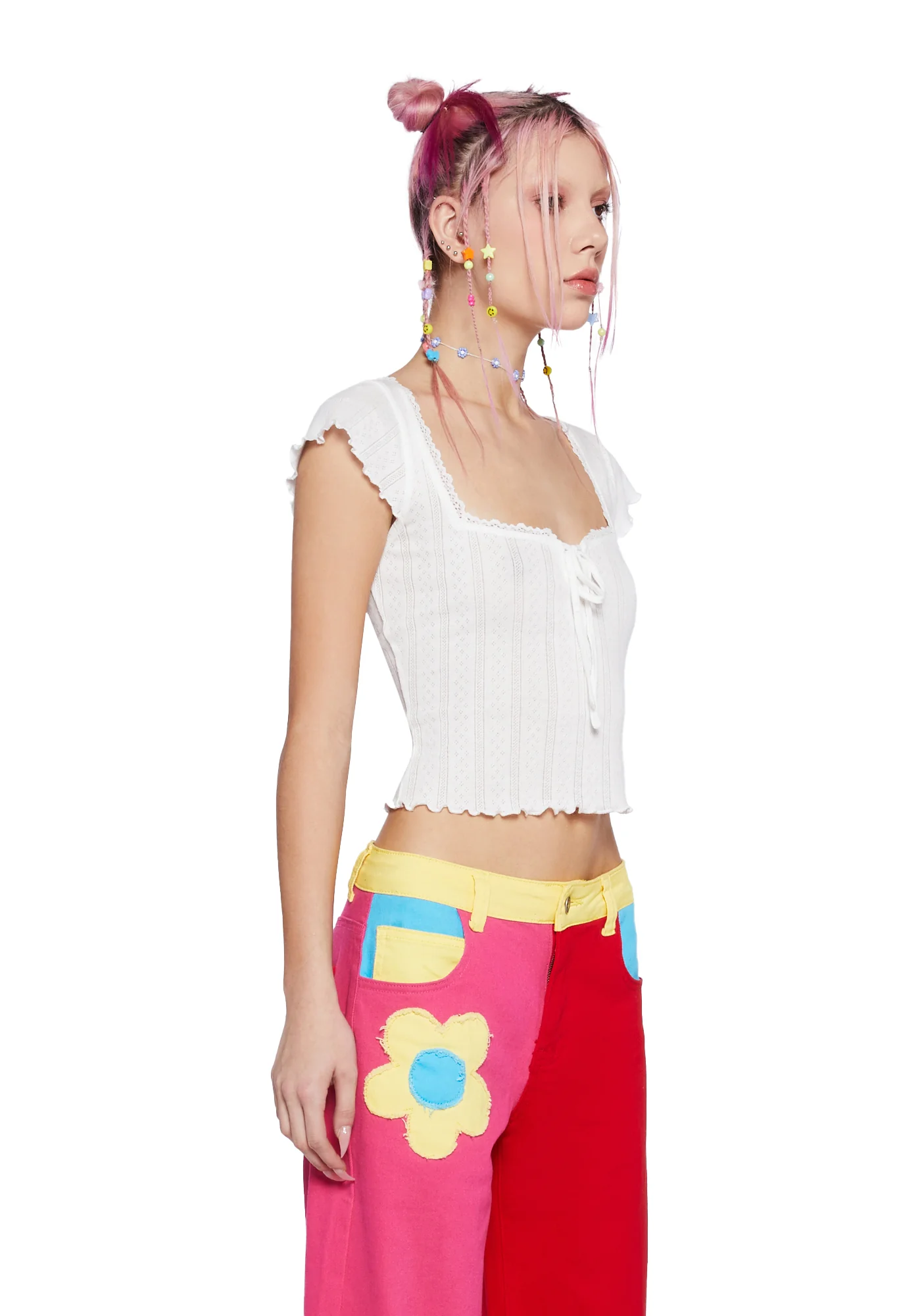 No Serious Commitment Crop Top - Off White - Image 3