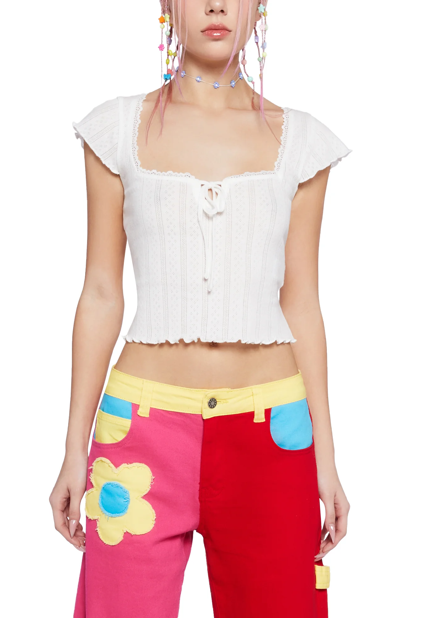 No Serious Commitment Crop Top - Off White - Image 5