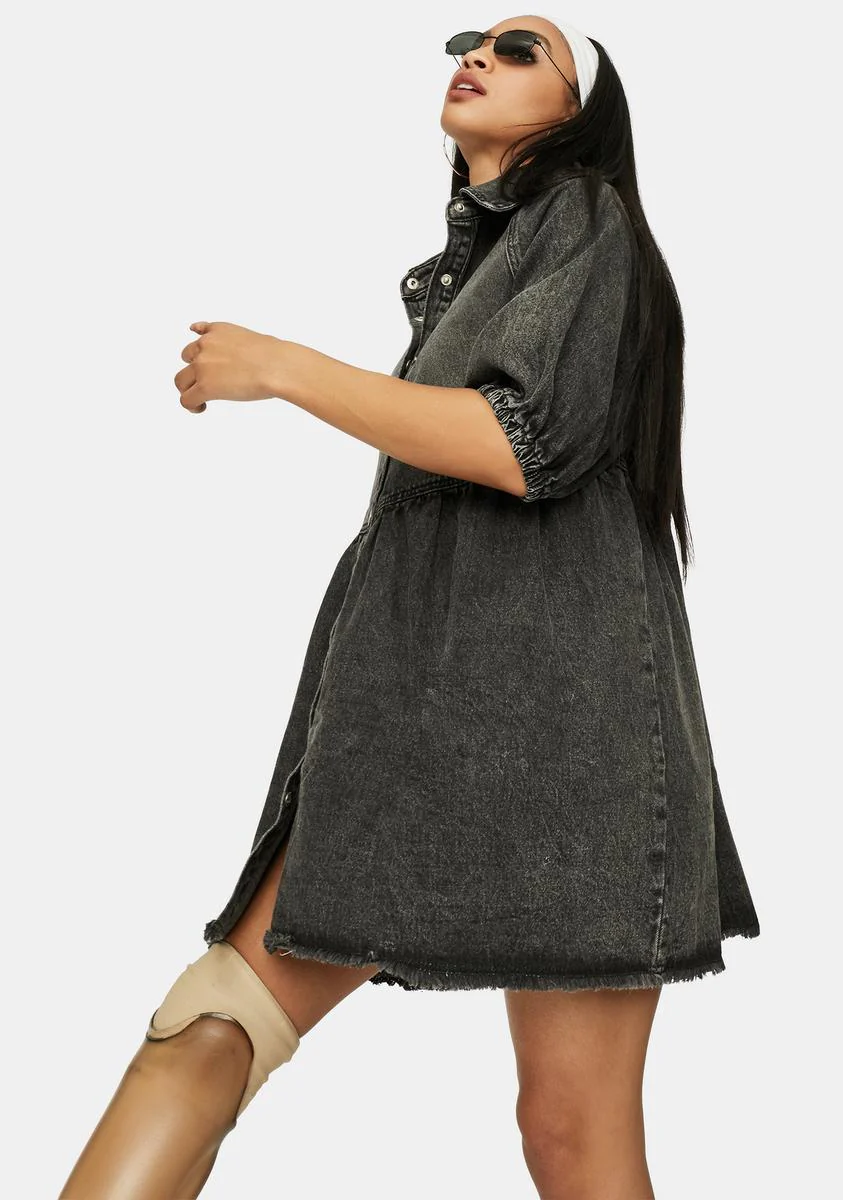Noir Till You Make It Denim Babydoll Dress - Image 2
