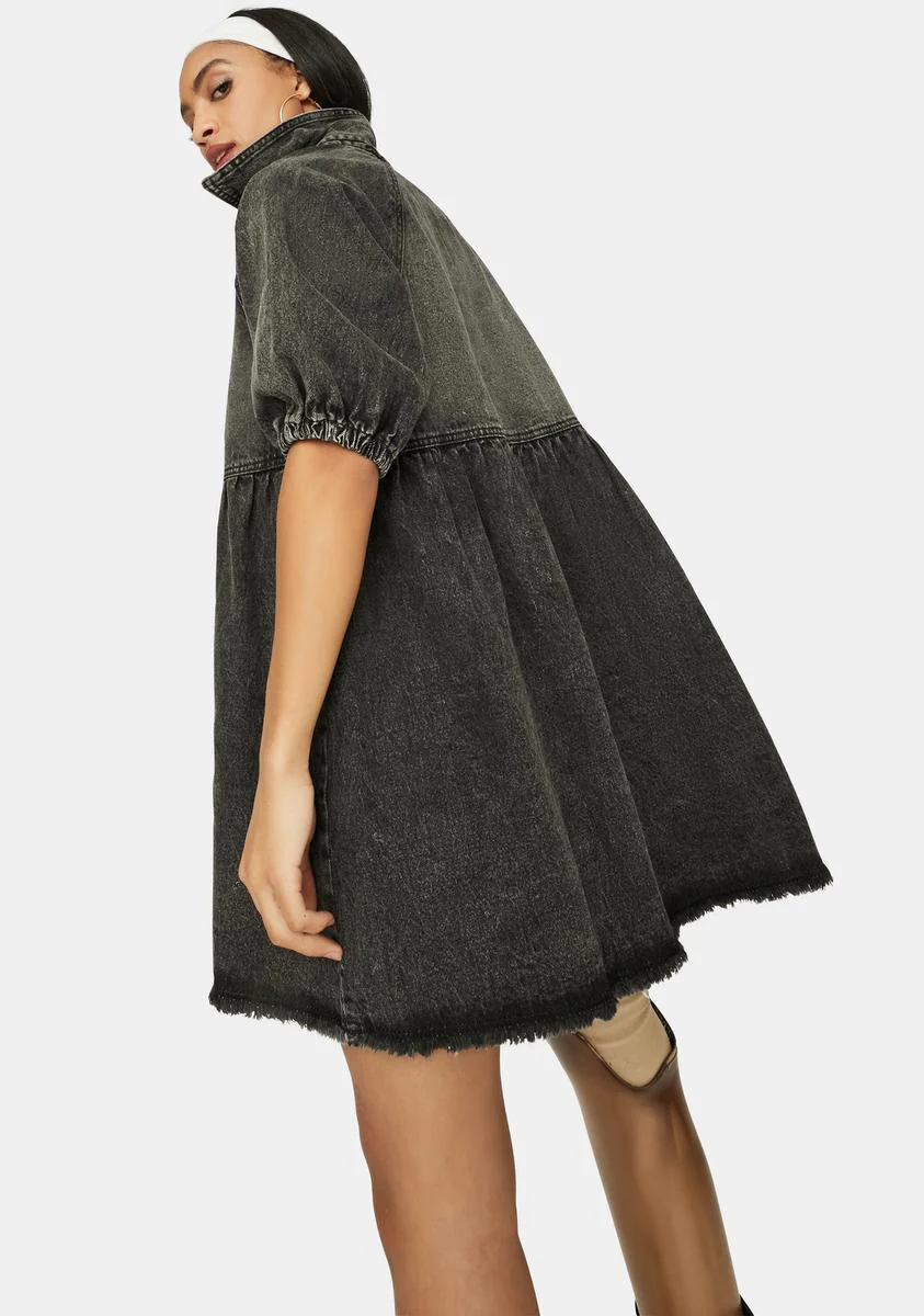 Noir Till You Make It Denim Babydoll Dress - Image 4