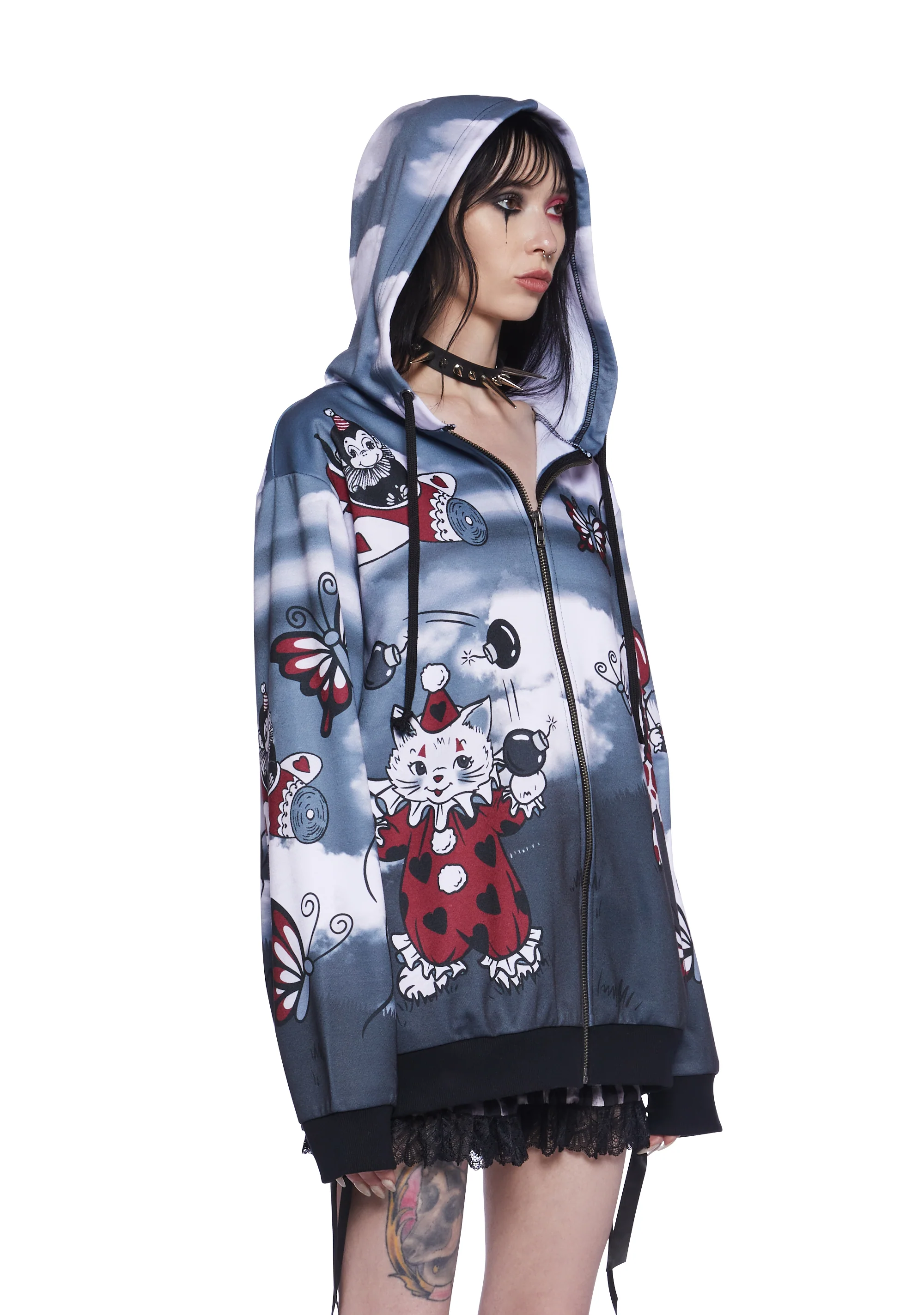 Not So Funhouse Oversized Hoodie - Red/Black - Image 3