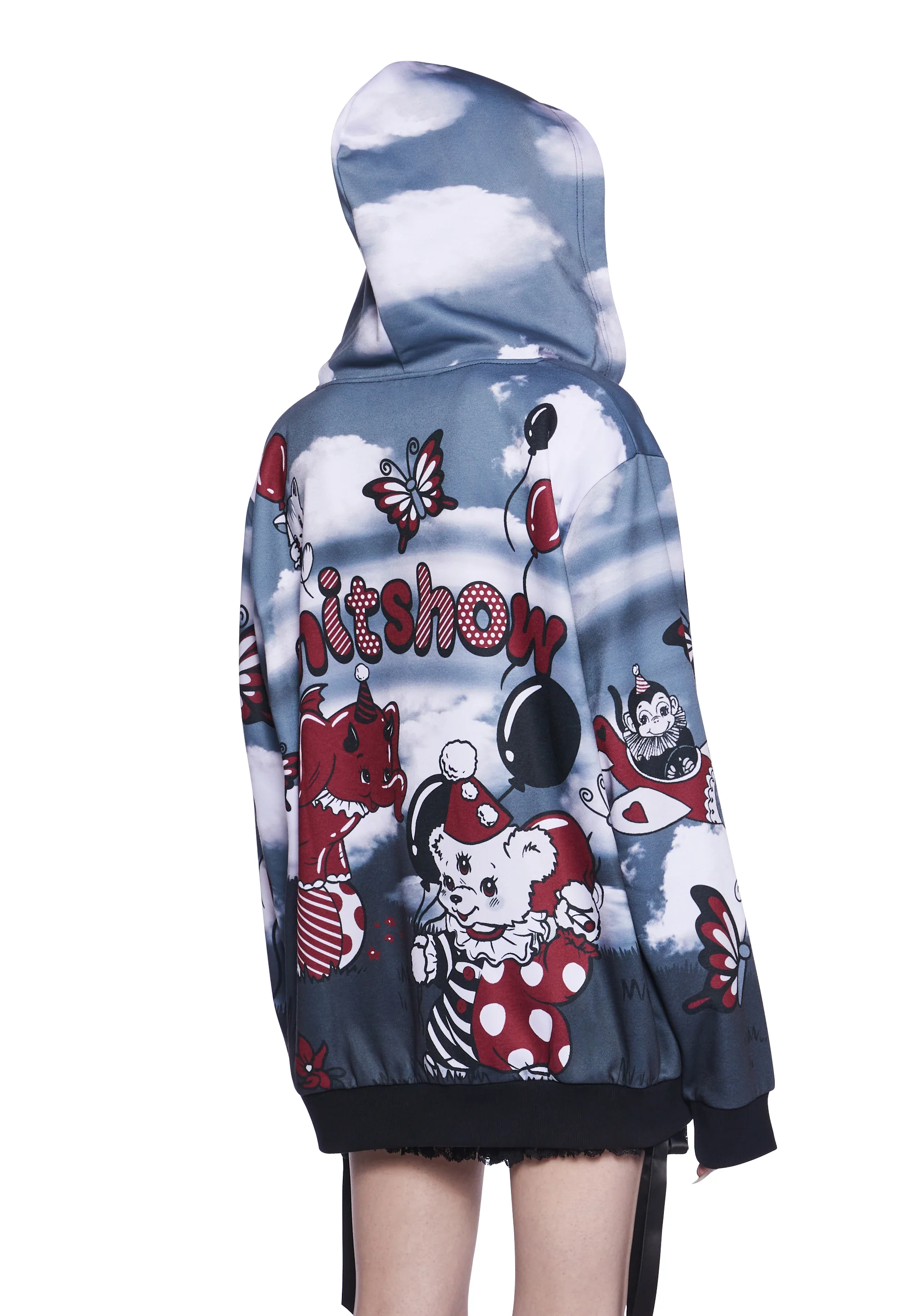 Not So Funhouse Oversized Hoodie - Red/Black - Image 4