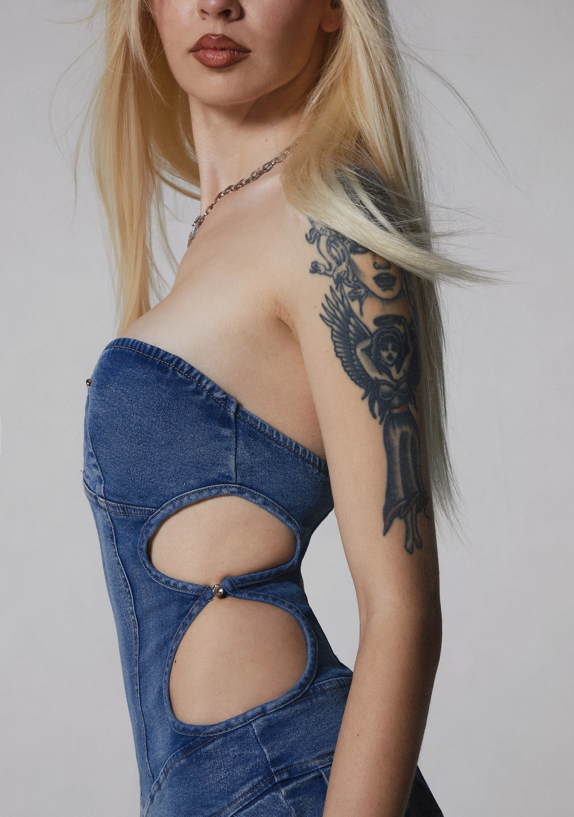 Not Stressed Denim Mini Dress - Blue - Image 7