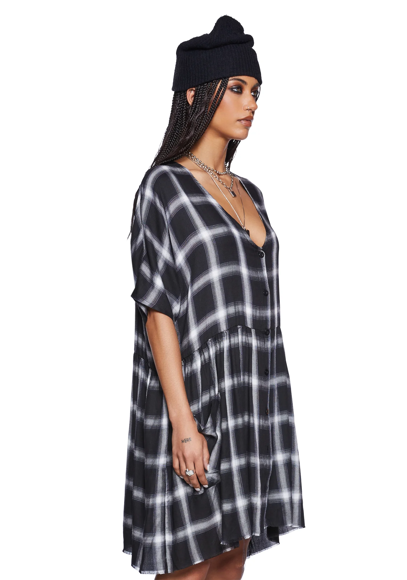 Not Your Babydoll Plaid Dress - Image 3