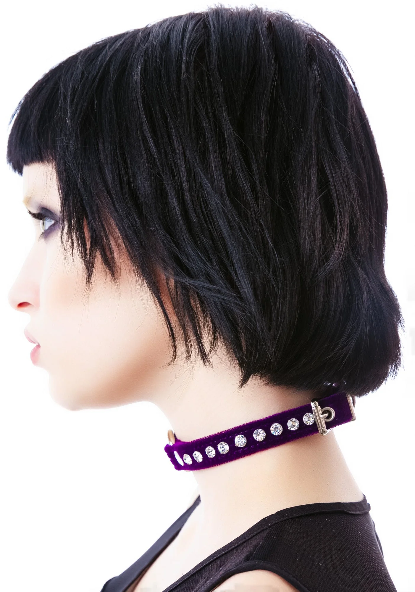 O Face Velvet Crystal Choker - Pink - Image 11