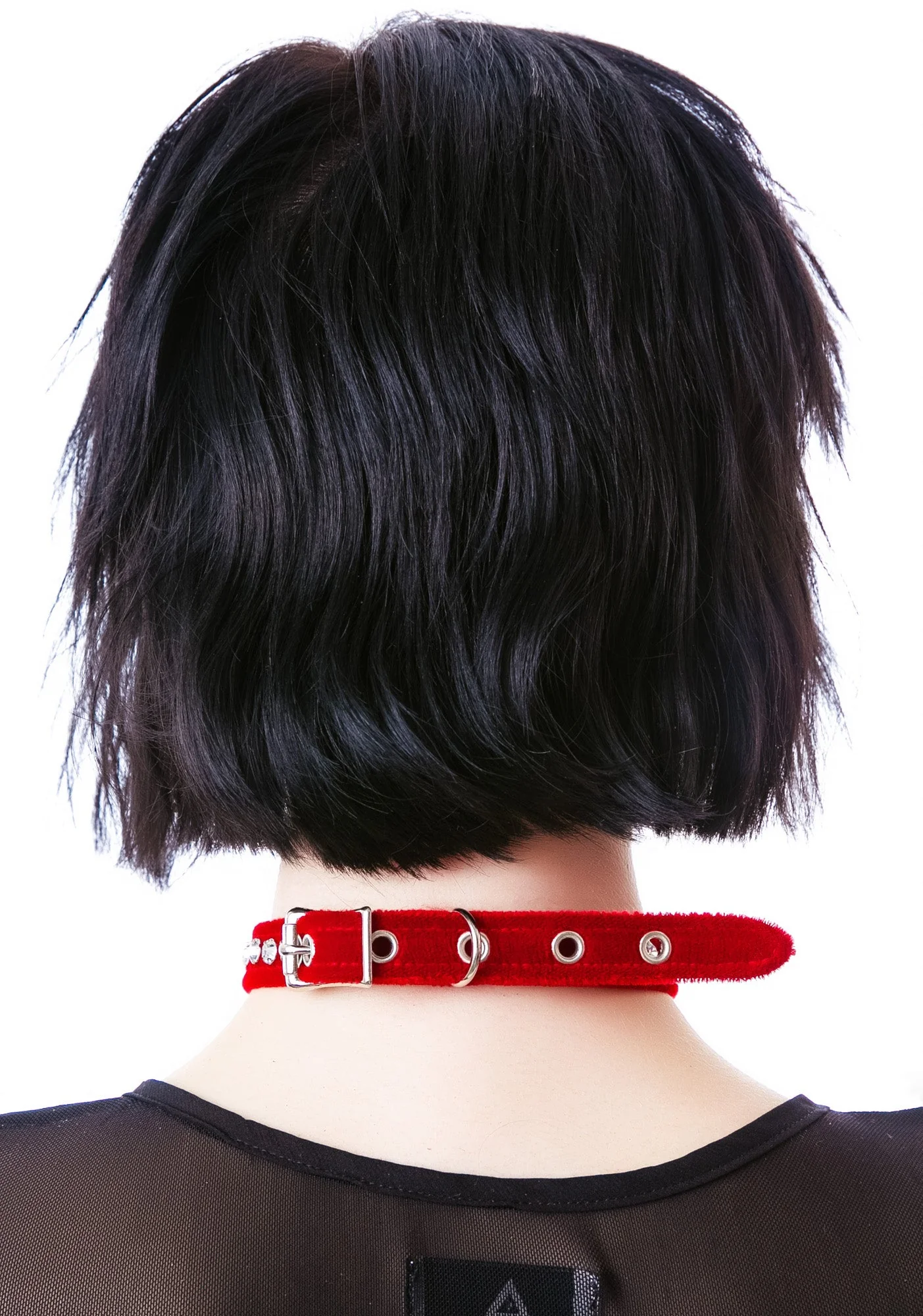 O Face Velvet Crystal Choker - Pink - Image 2