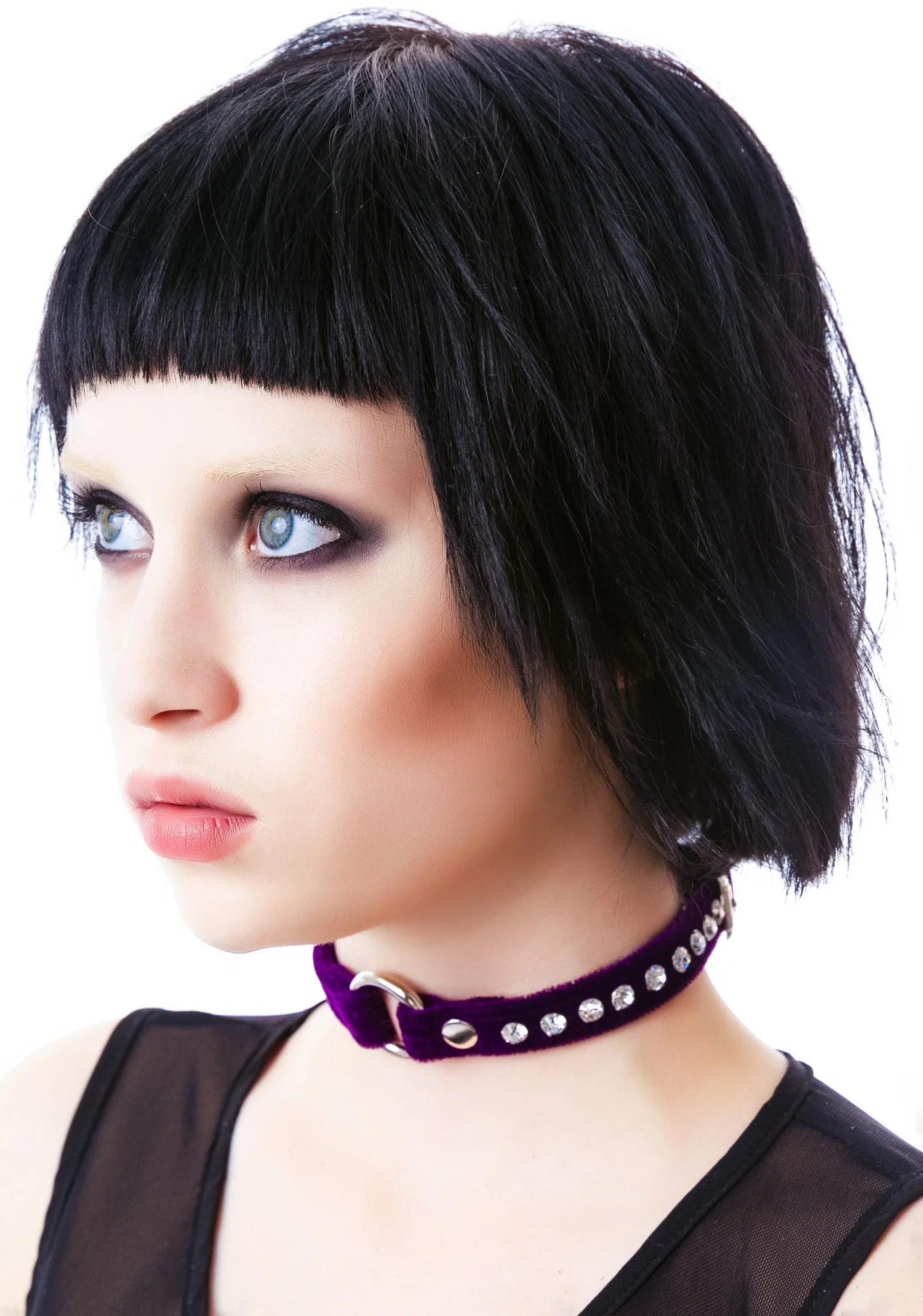 O Face Velvet Crystal Choker - Pink - Image 3