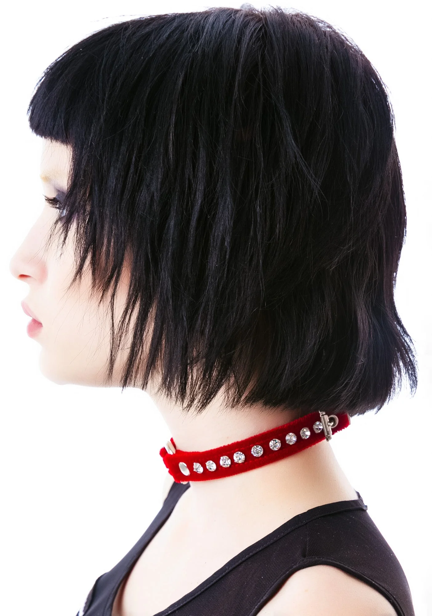 O Face Velvet Crystal Choker - Pink - Image 7
