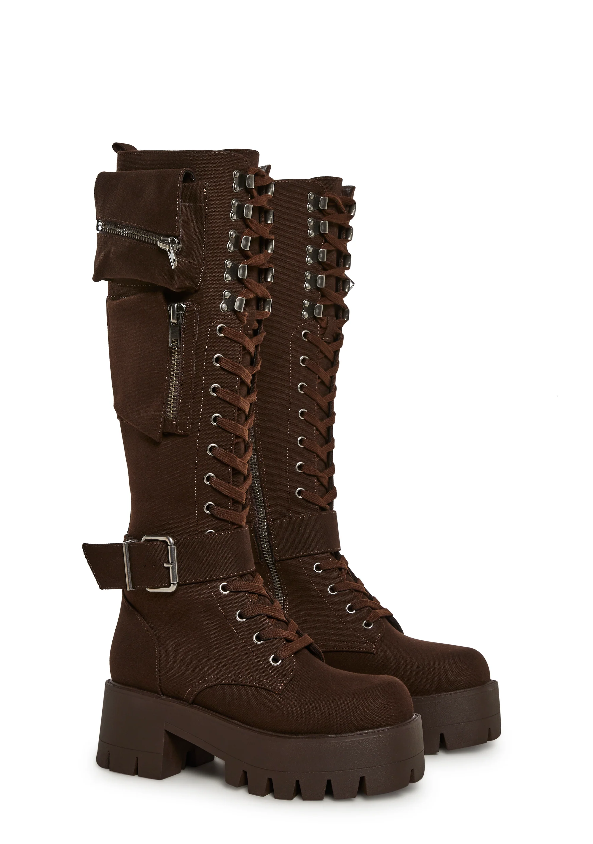 Obsidian Pocket Combat Boots - Brown - Image 3