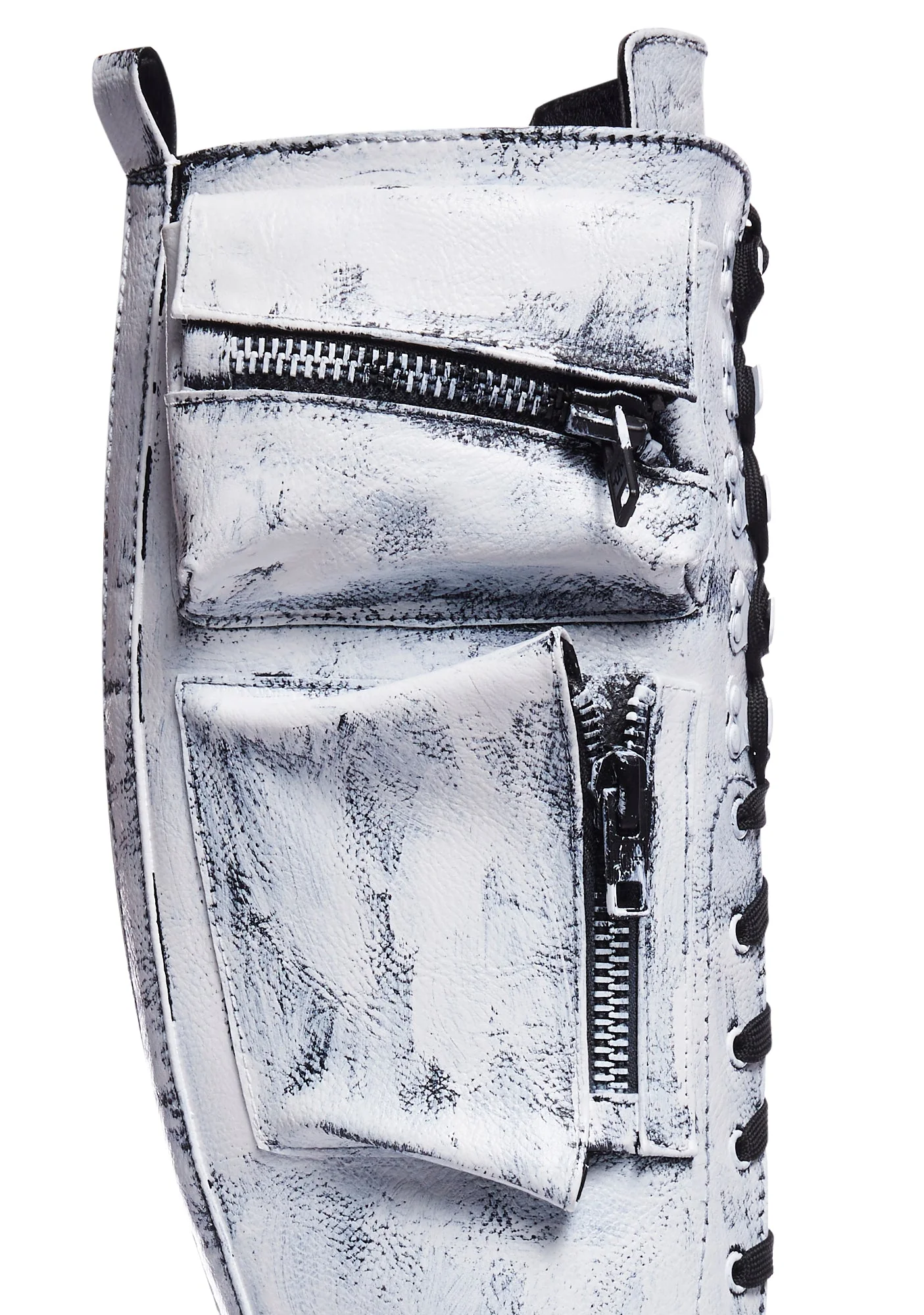 Obsidian Pocket Combat Boots - White Paint - Image 2