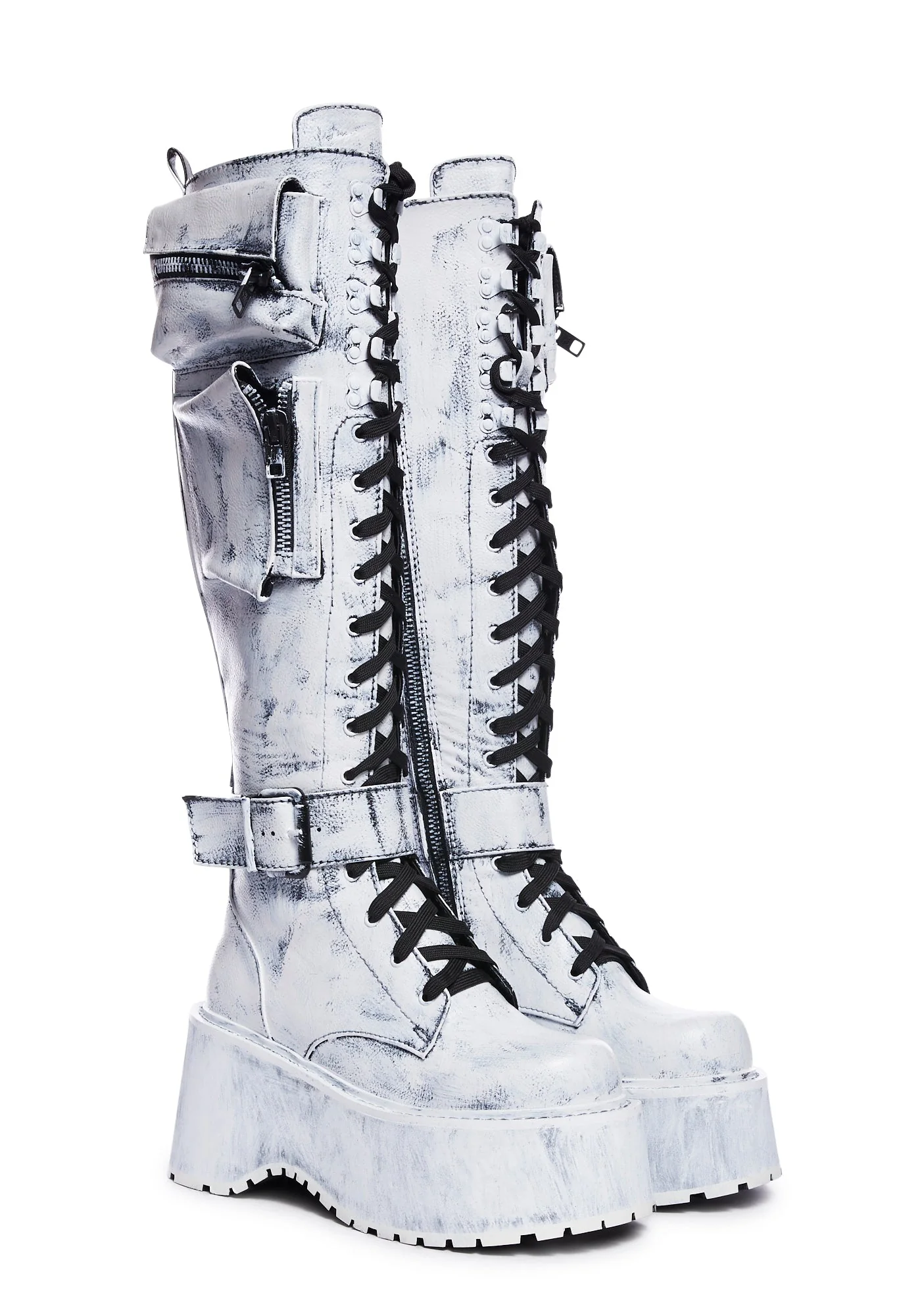 Obsidian Pocket Combat Boots - White Paint - Image 3