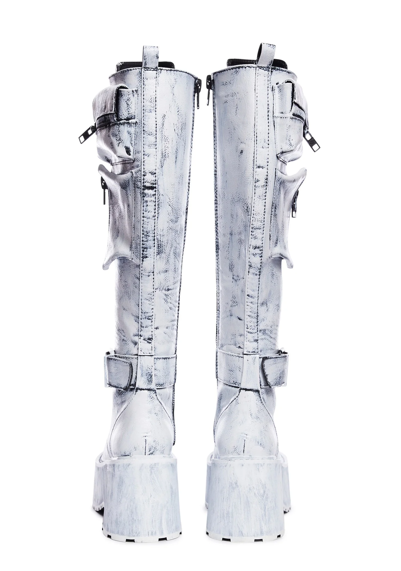 Obsidian Pocket Combat Boots - White Paint - Image 4