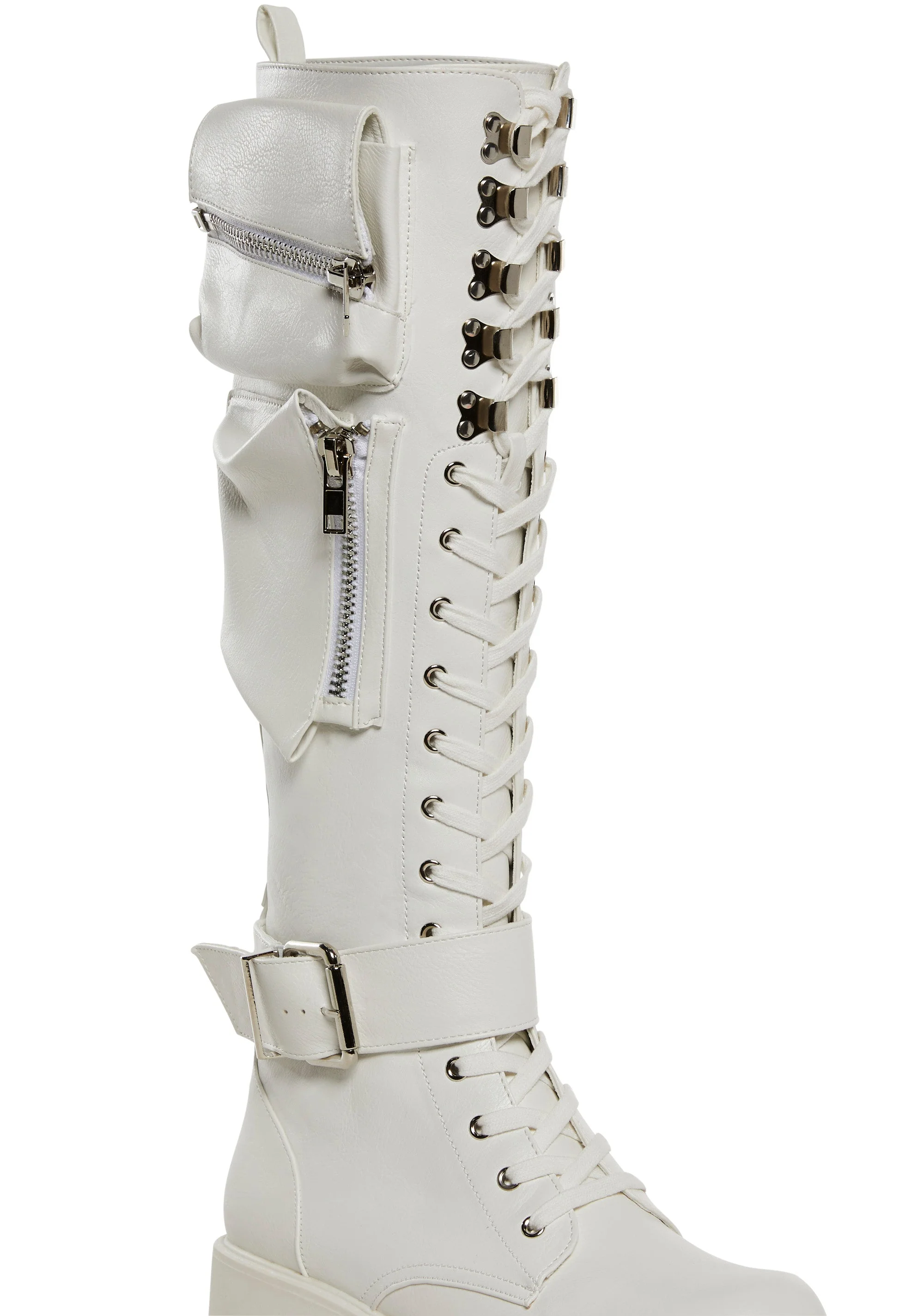 Obsidian Pocket Combat Boots - White - Image 2