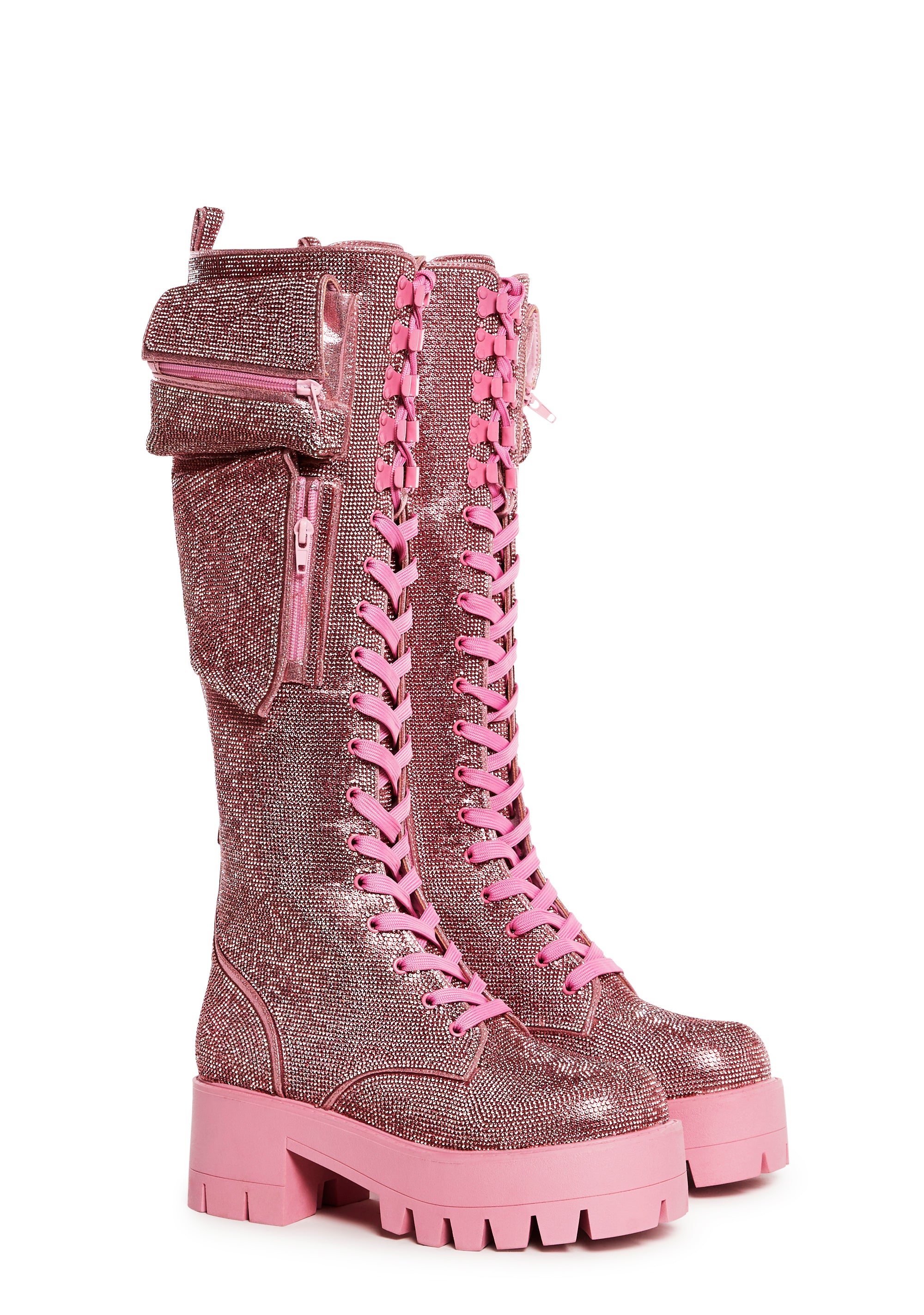 Obsidian Pocket Combat Boots - Rhinestone - Image 3