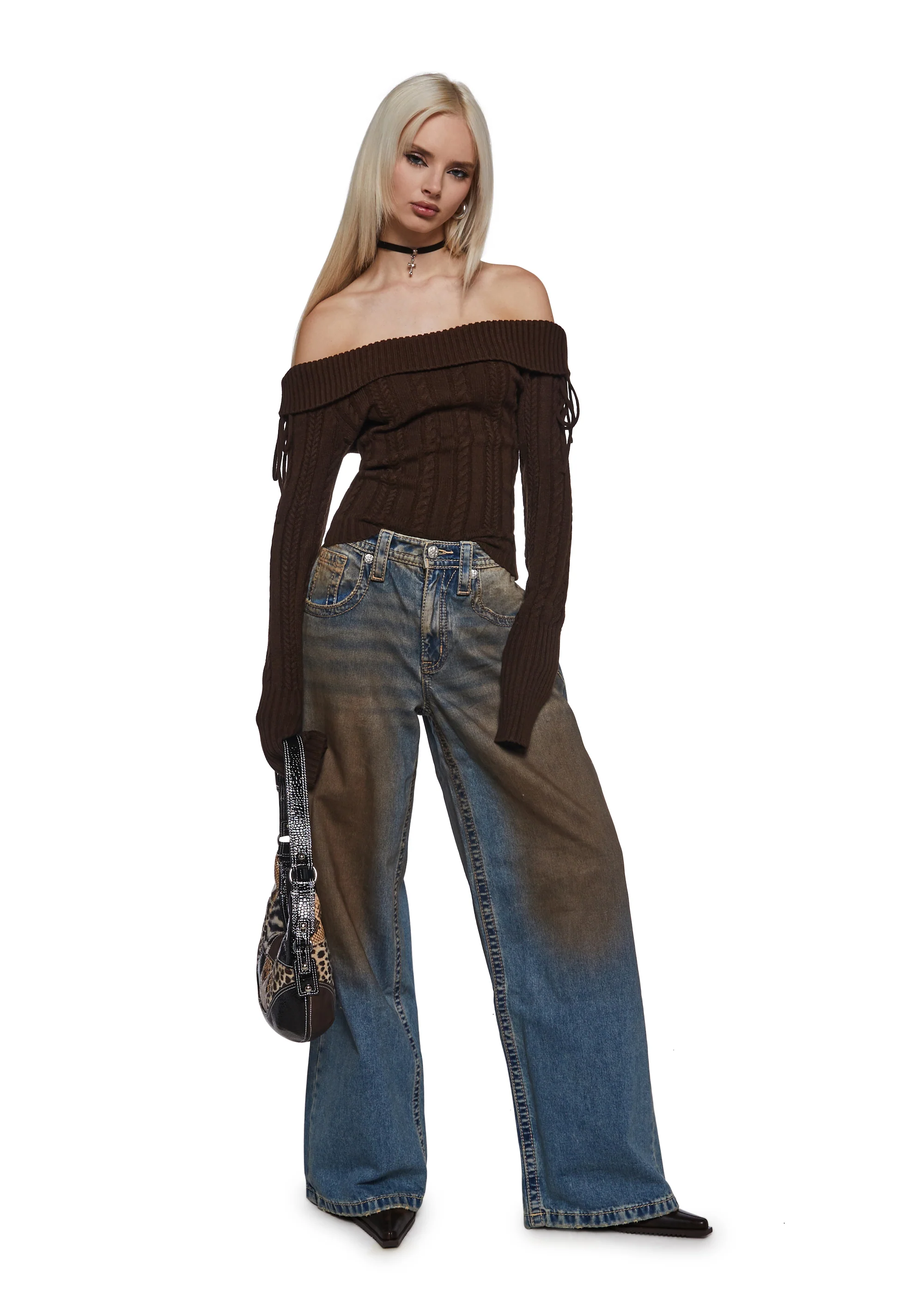 Deep Thoughts Long Sleeve Top - Brown - Image 2