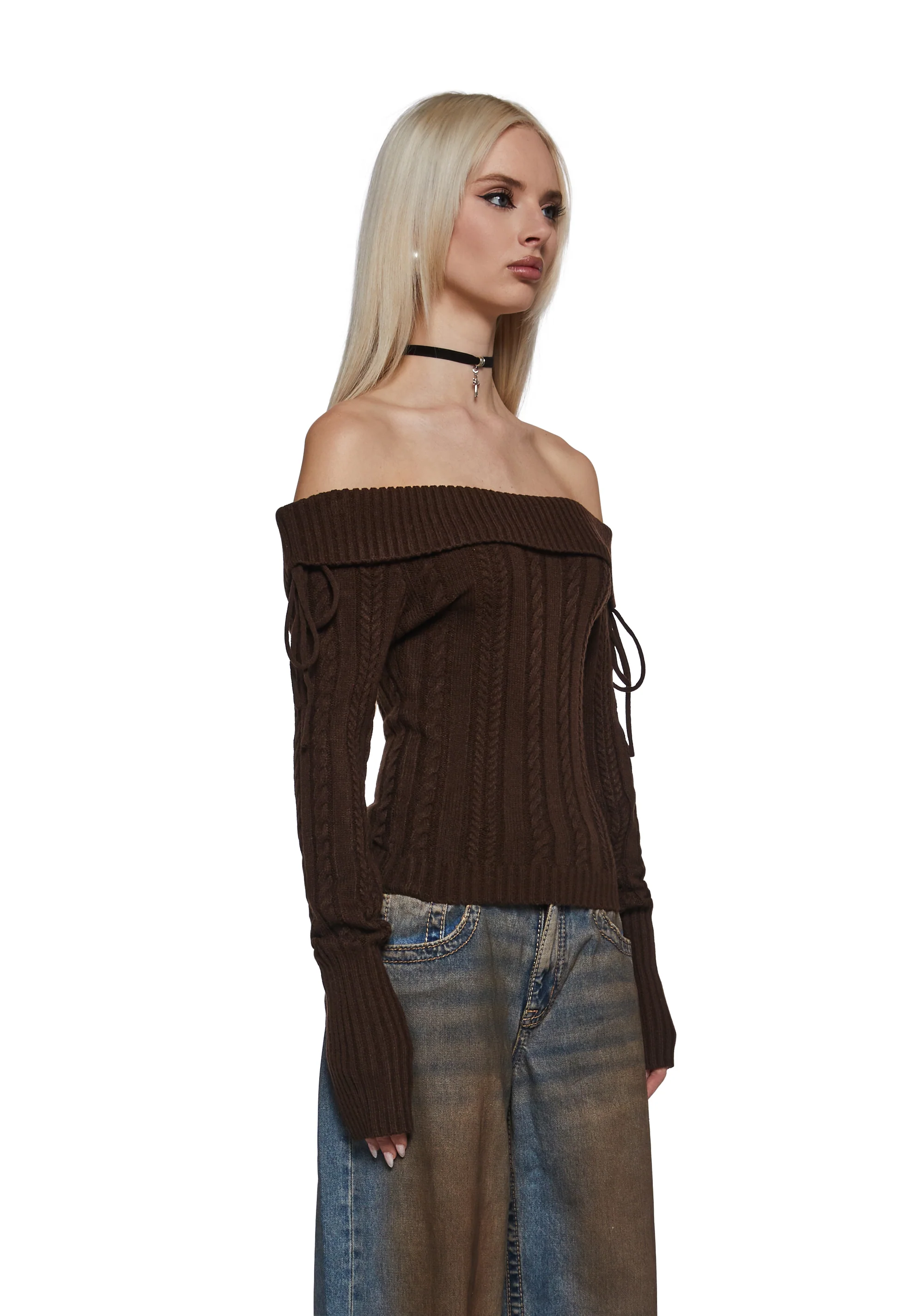 Deep Thoughts Long Sleeve Top - Brown - Image 3