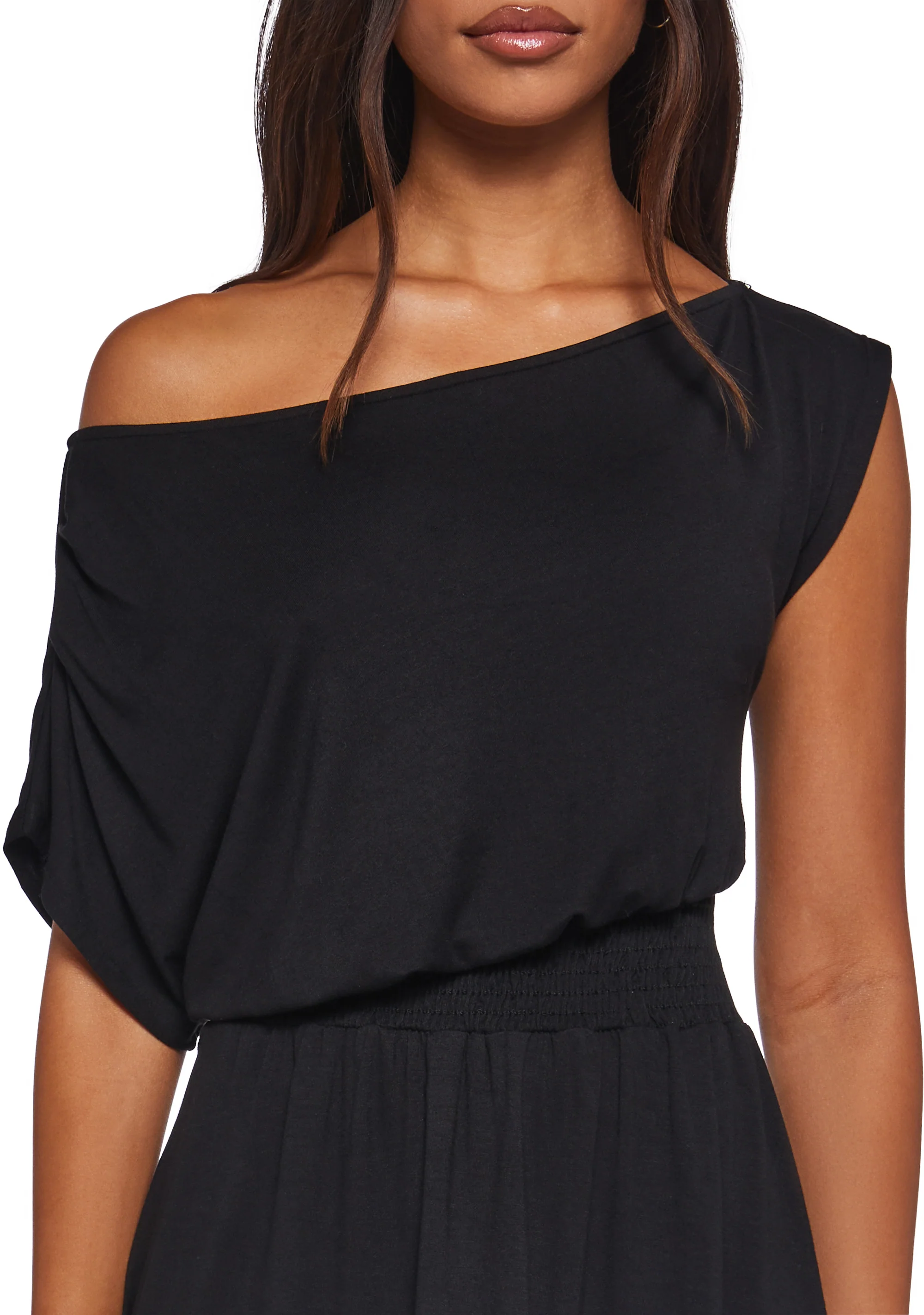 Crush Damage Off The Shoulder Dress - Black - Image 5