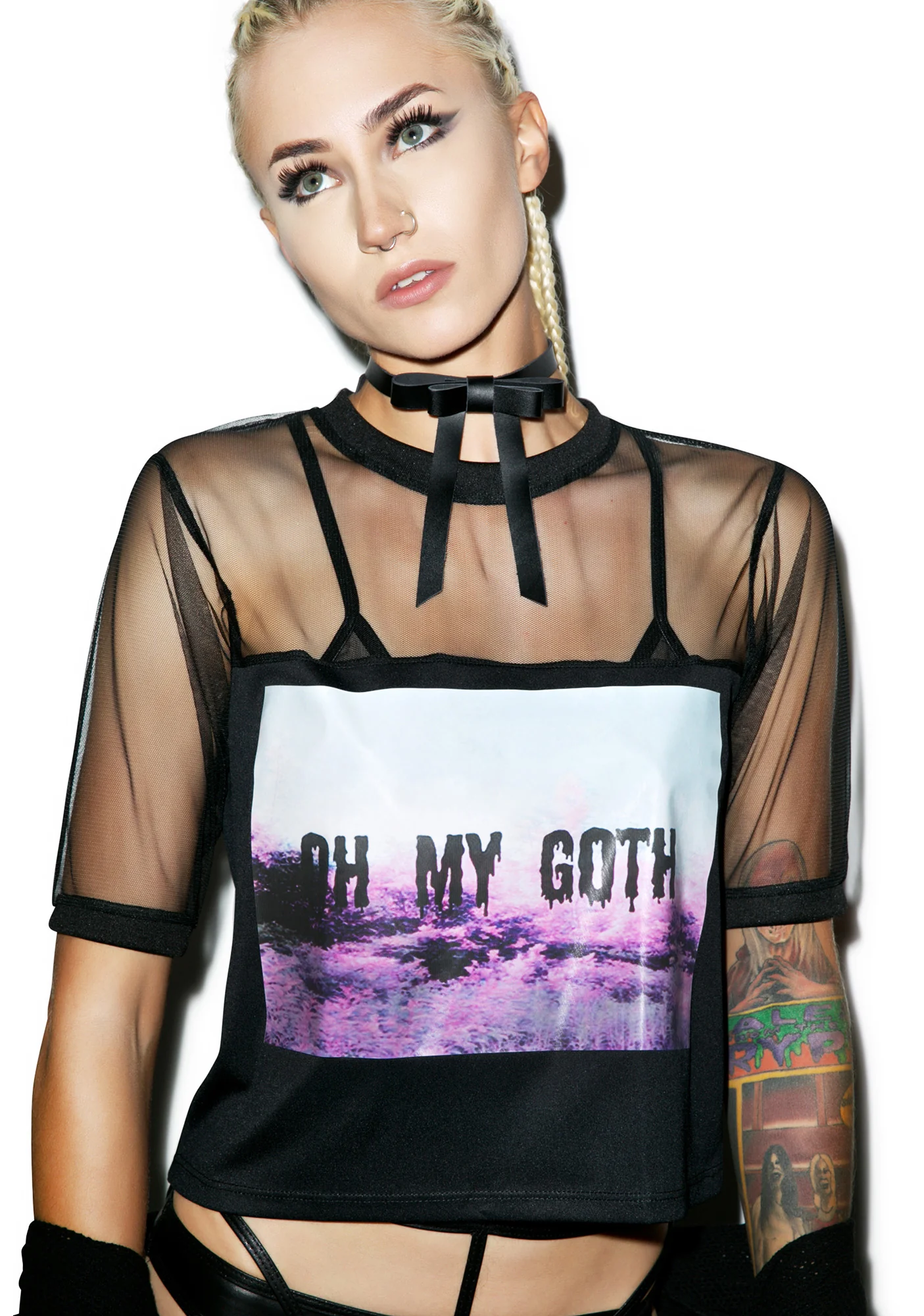 Oh My Goth Mesh Crop Top - Image 5
