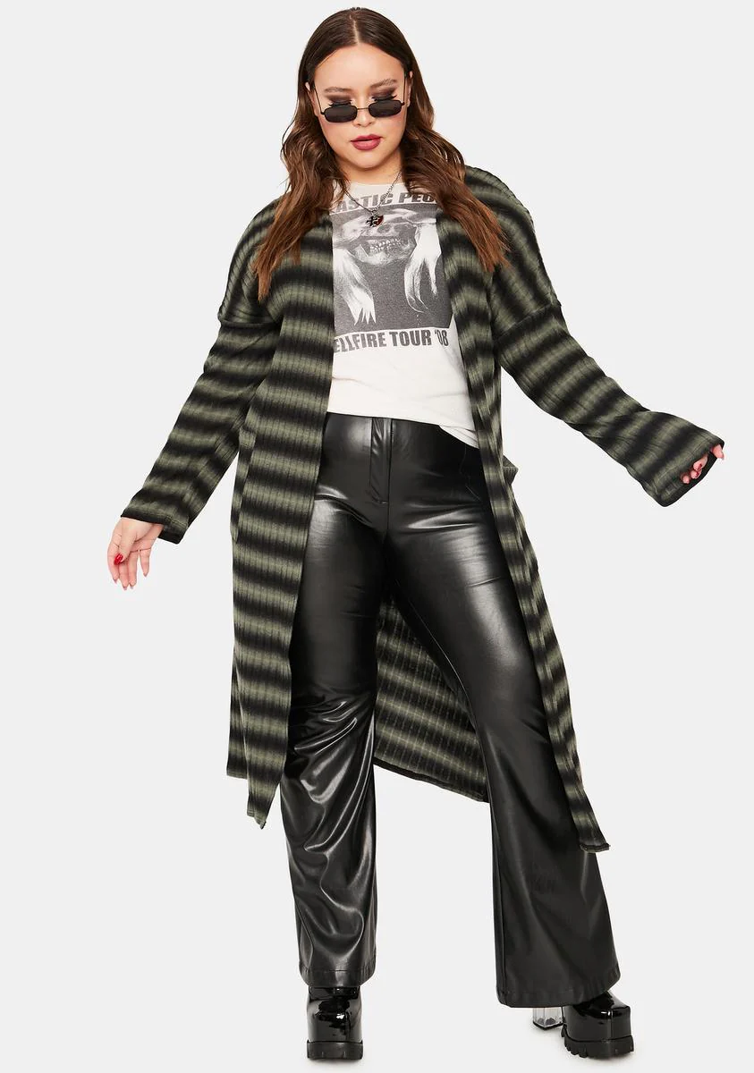Olive Listen Close Striped Knit Duster - Image 3