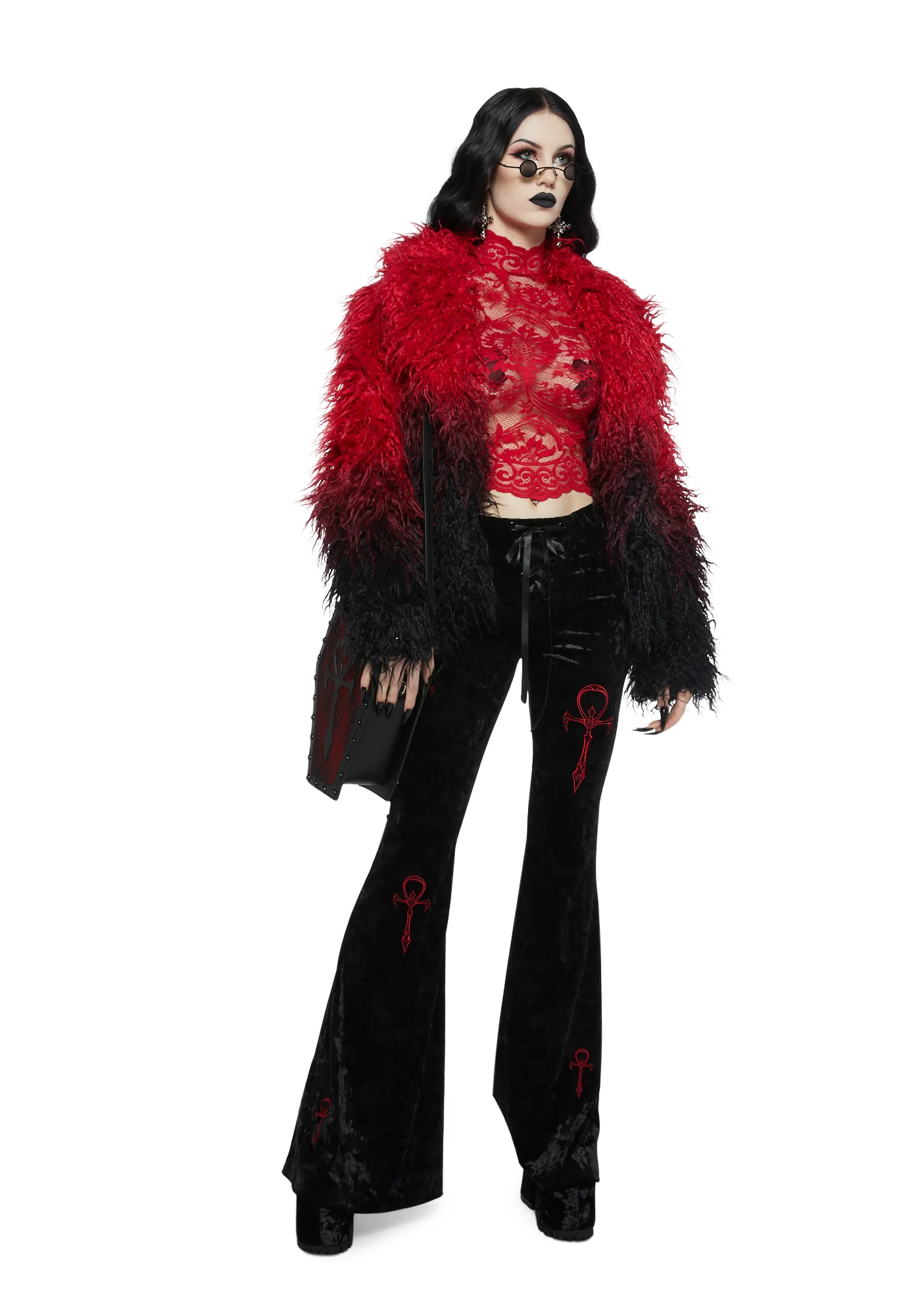 Ominous Trance Lace Top - Red - Image 2