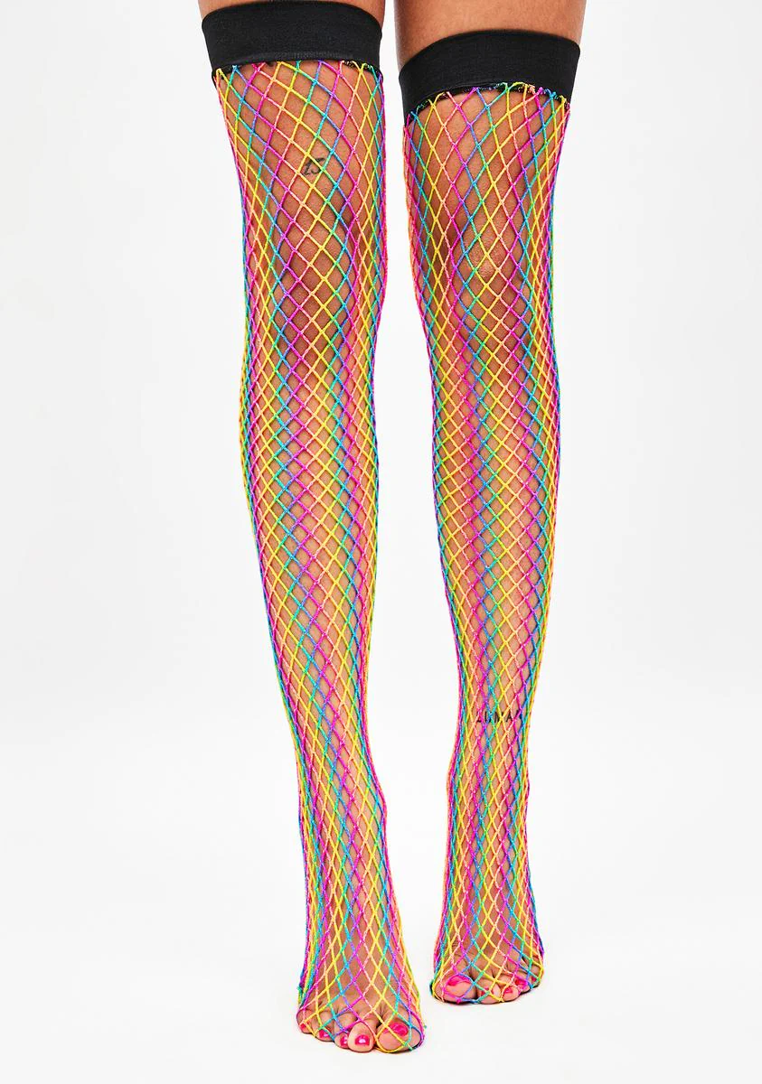 On Holiday Fishnet Thigh Highs - Image 2