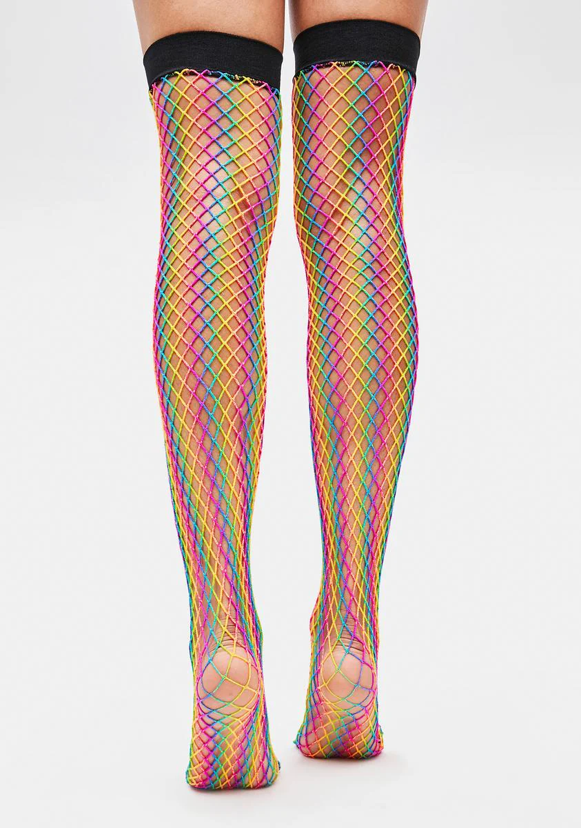 On Holiday Fishnet Thigh Highs - Image 3