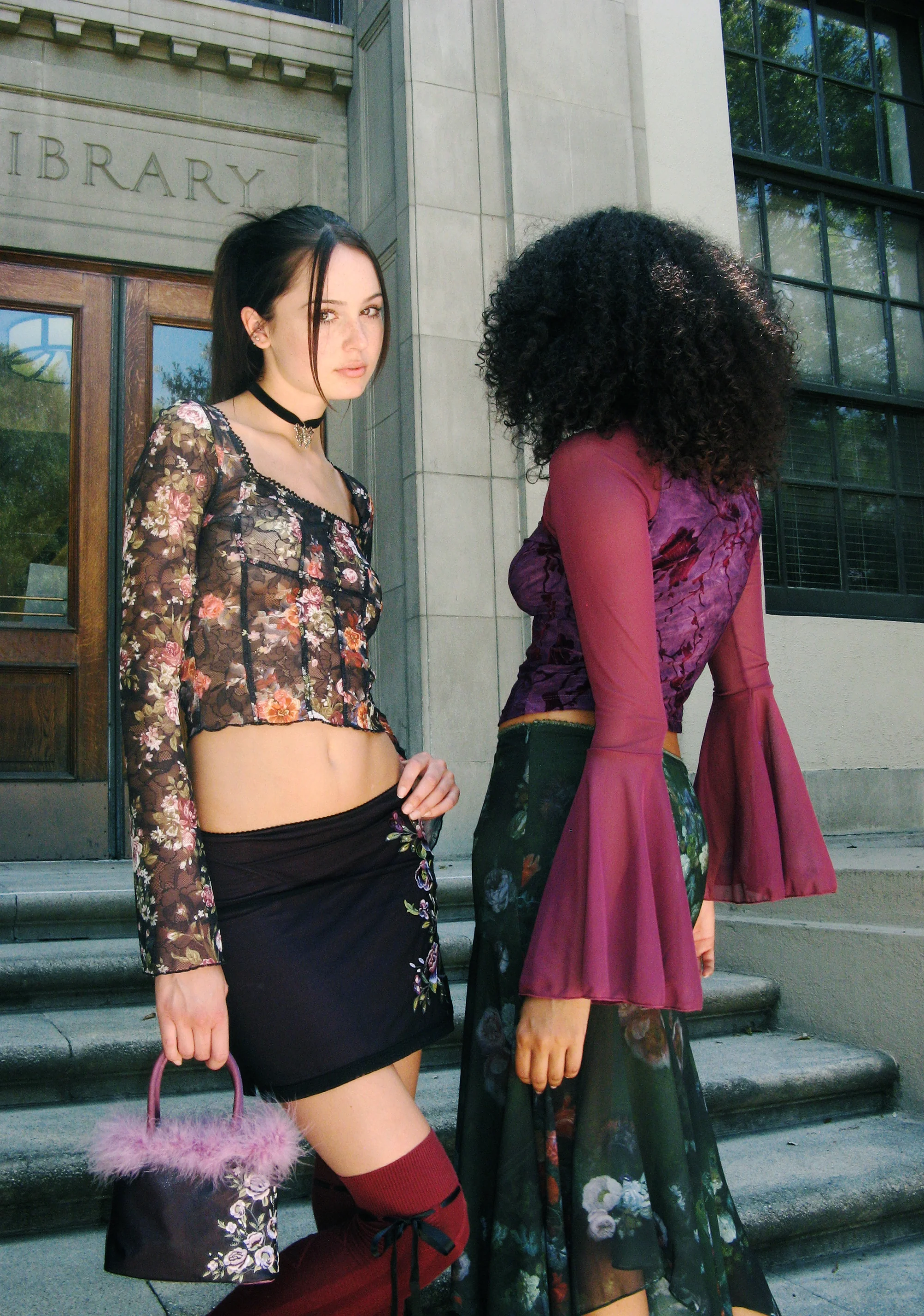 Once Loved Floral Corset Top - Black - Image 6
