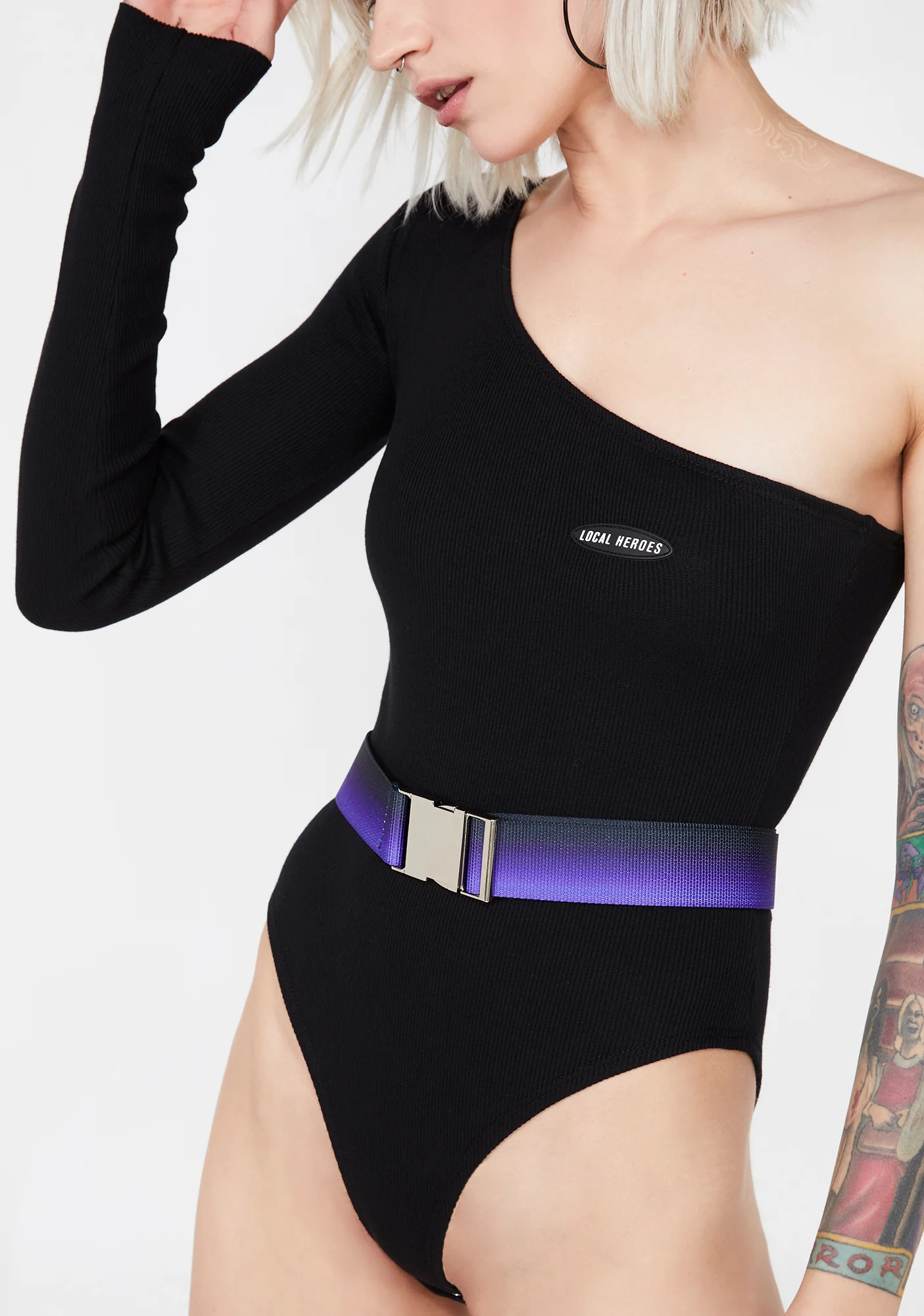 One Sleeve Black Bodysuit - Image 2