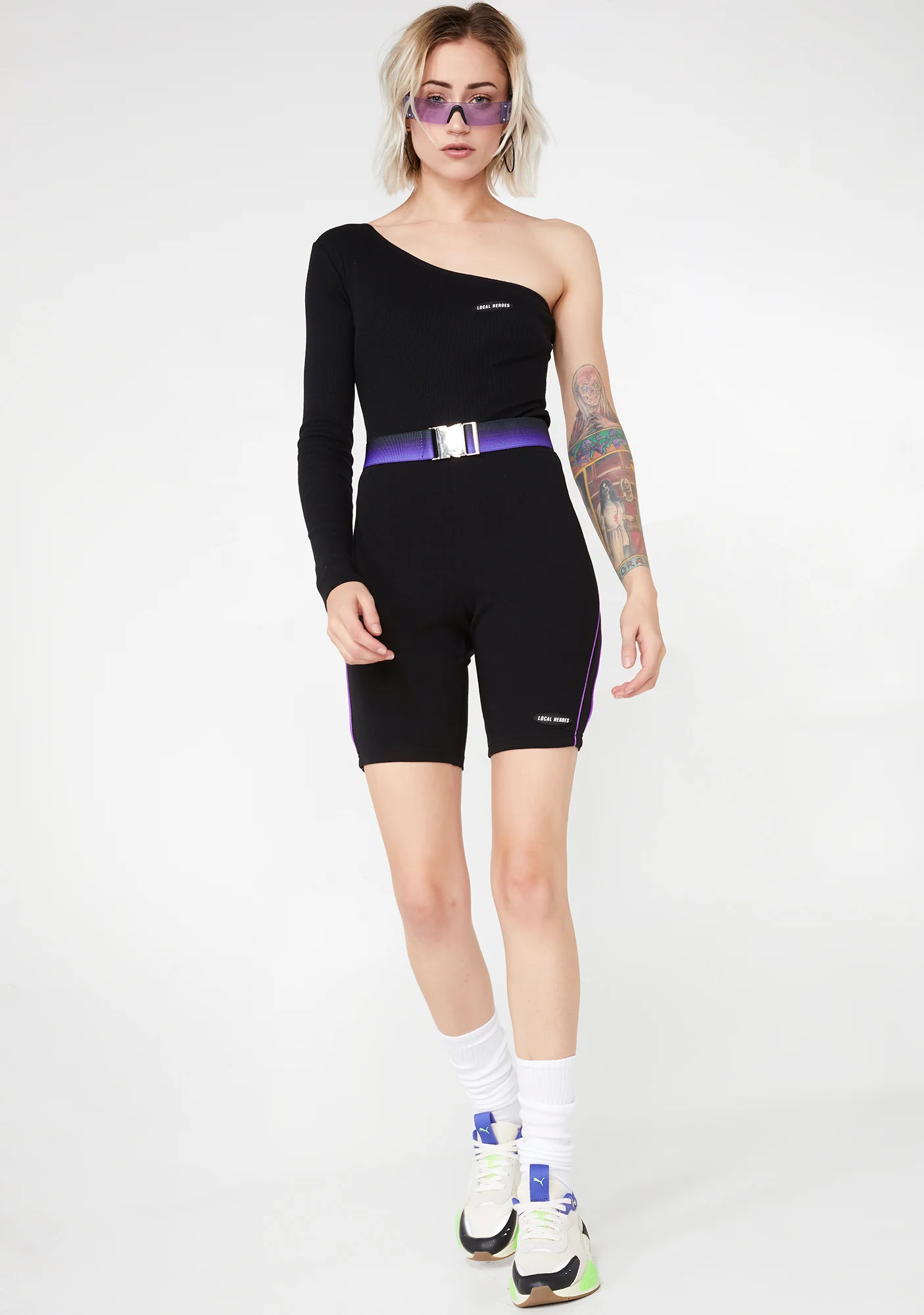 One Sleeve Black Bodysuit - Image 3