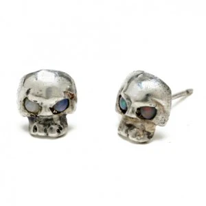 Opal Eyes Mini Skull Earrings - Image 4