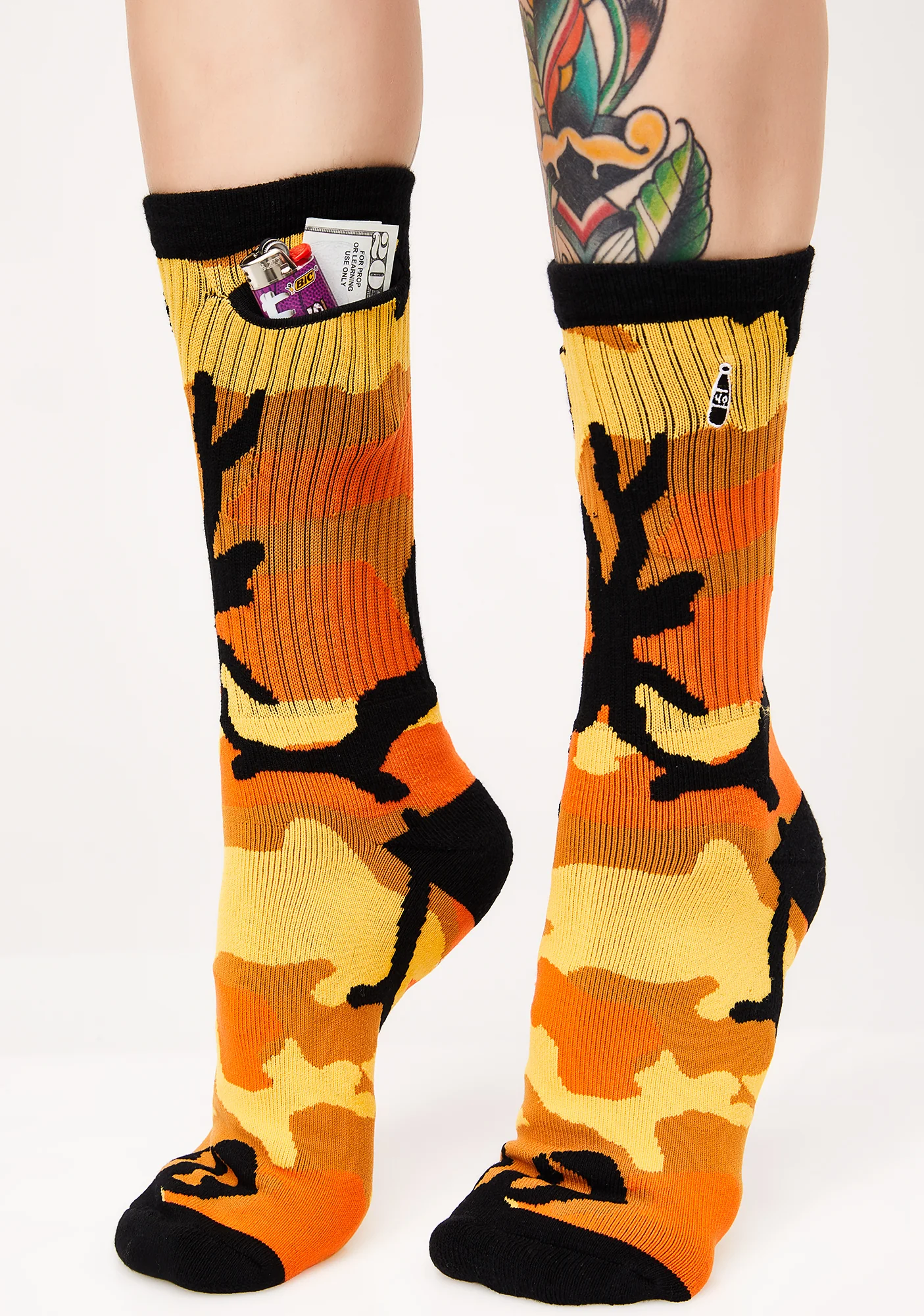Orange Camo Pocket Socks - Image 4