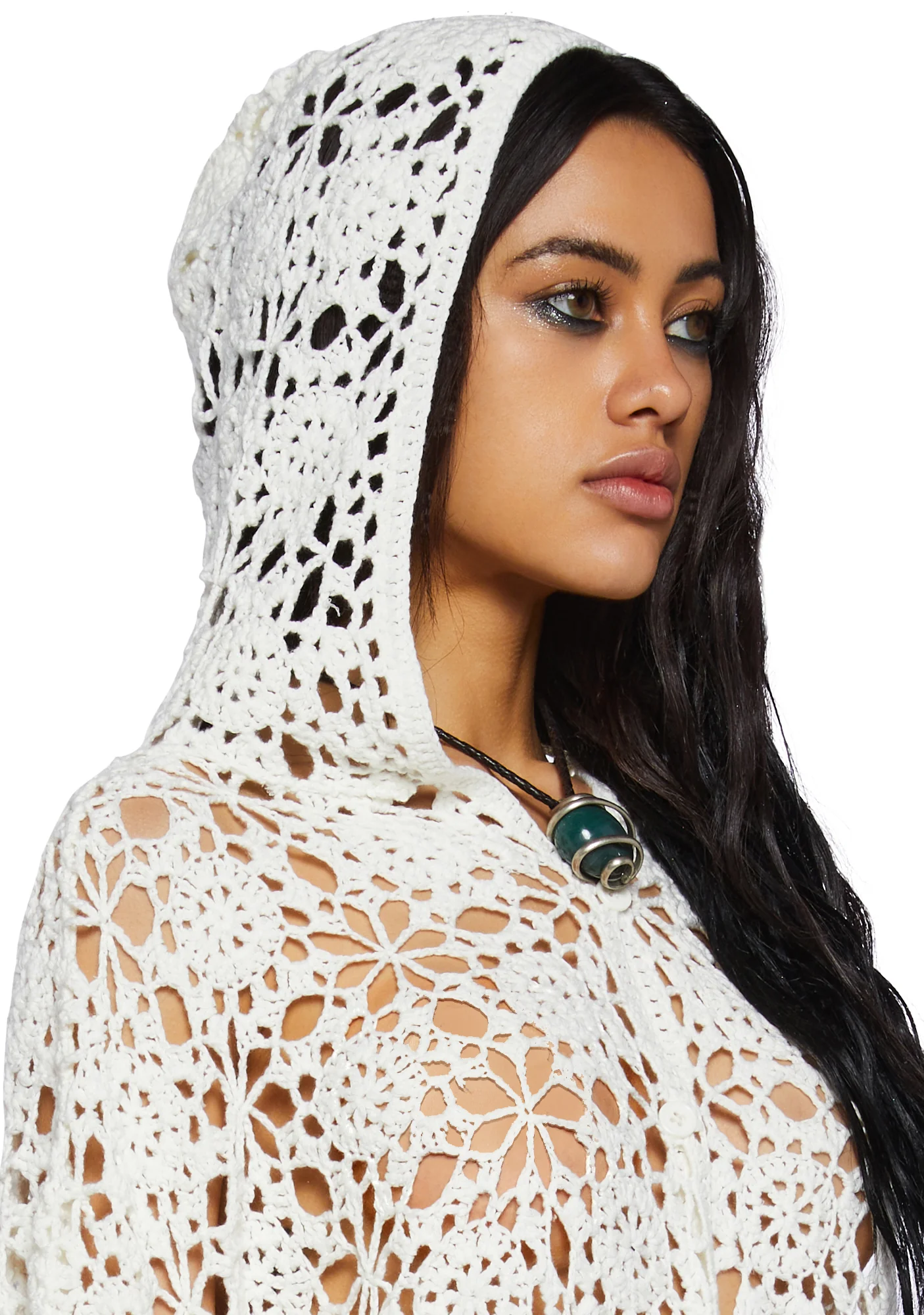 Palms Retreat Cropped Crochet Cardigan-Off White - Image 5