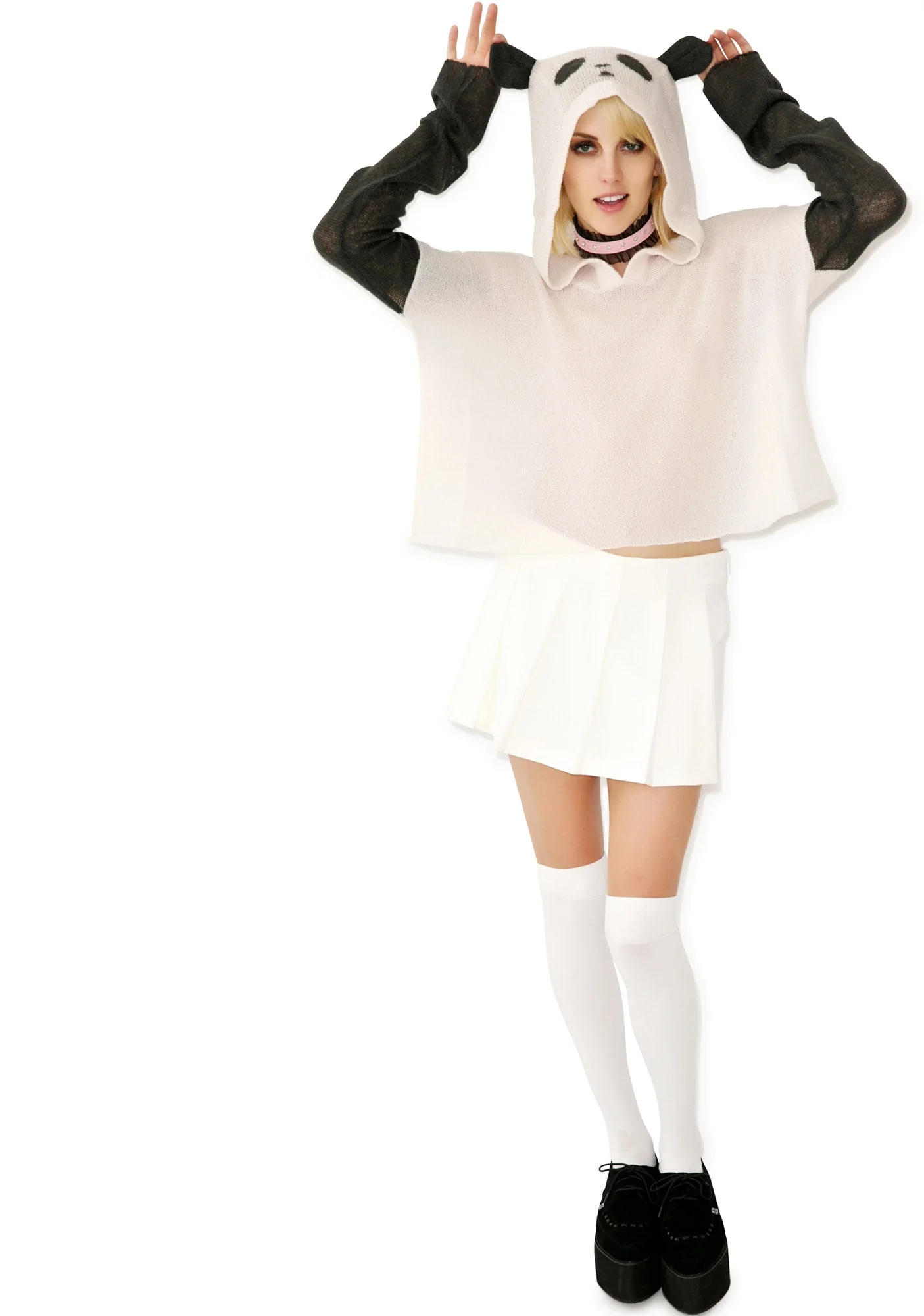 Panda Face Hooded Billy - Light Pink - Image 6