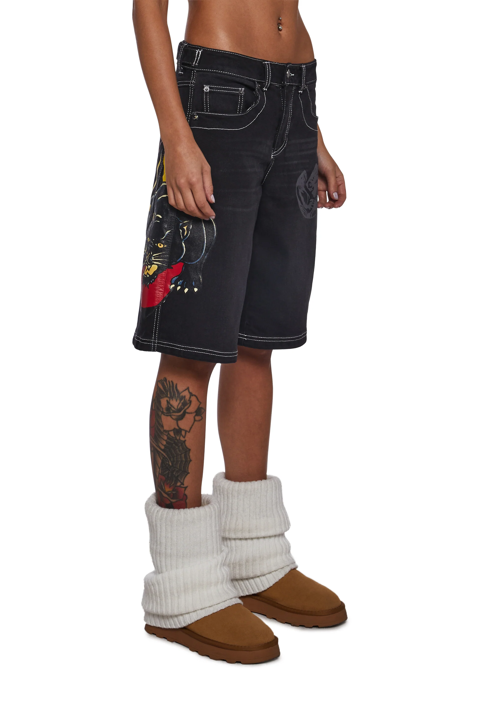 Panther Heart Denim Jorts - Image 3