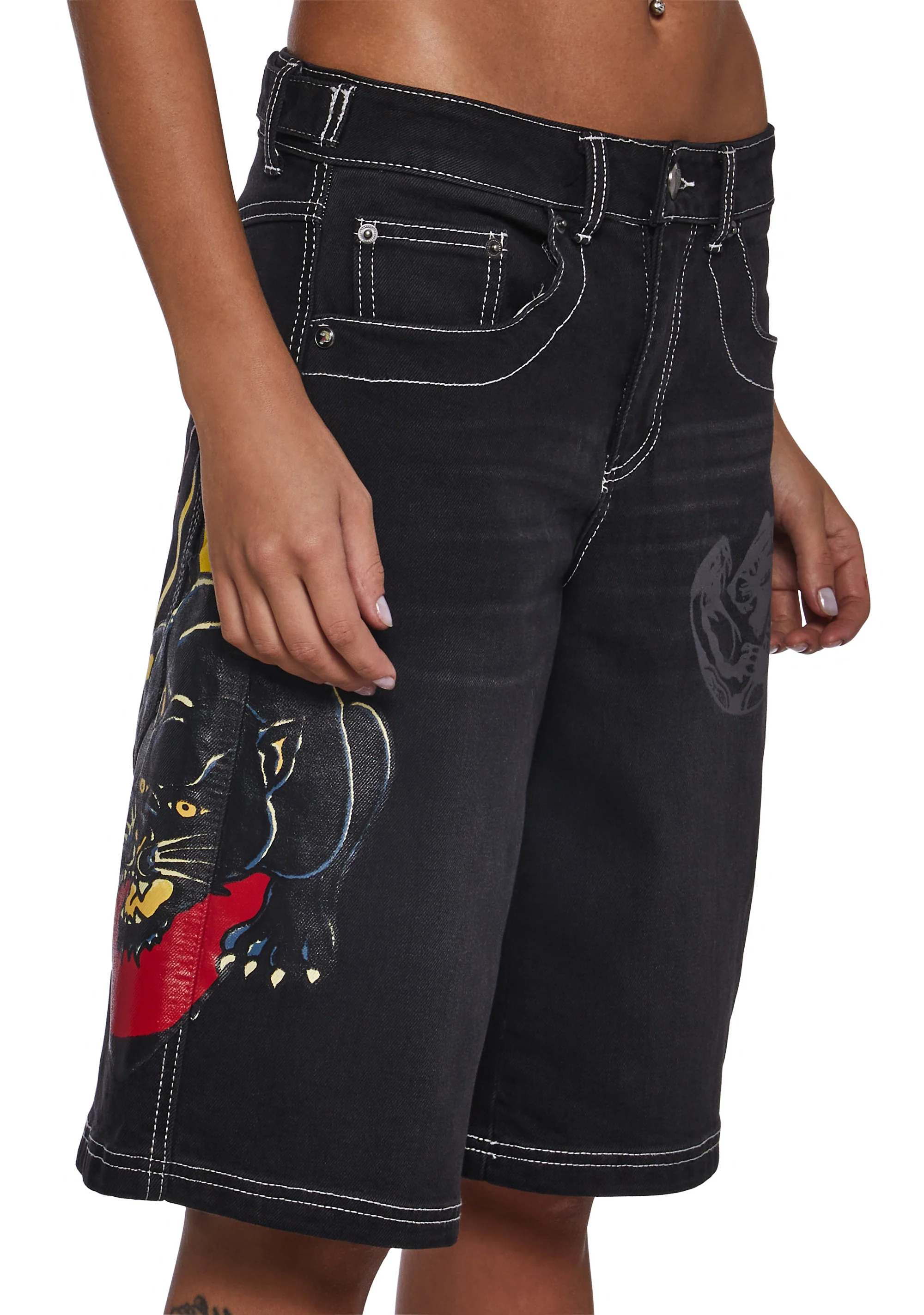 Panther Heart Denim Jorts - Image 7