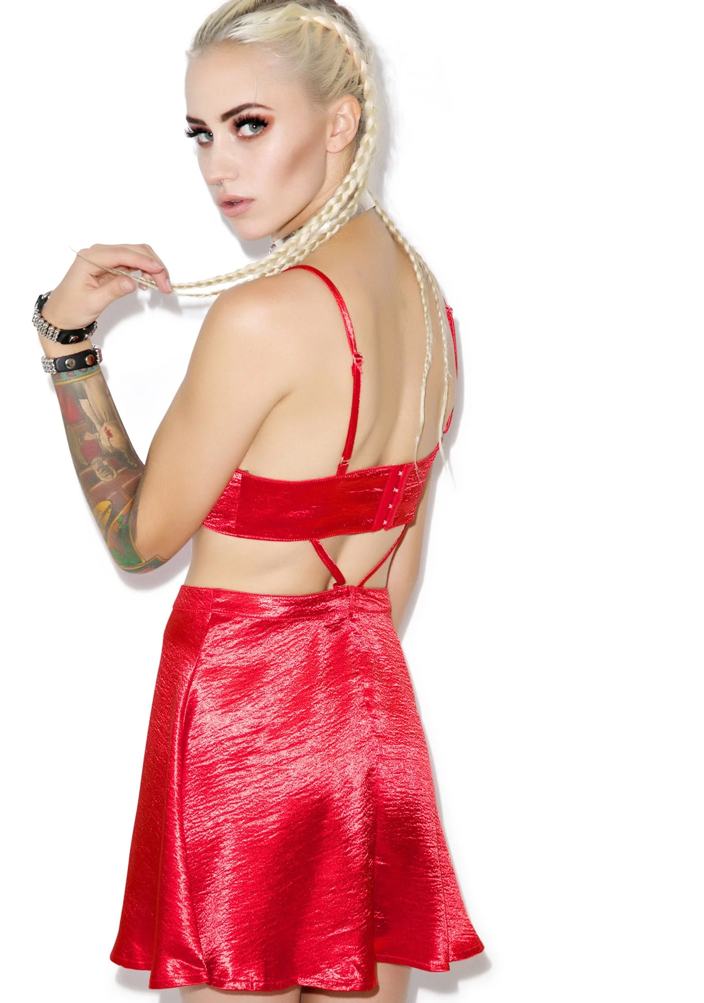 Party Hard Cutout Satin Dress - Black - Image 8
