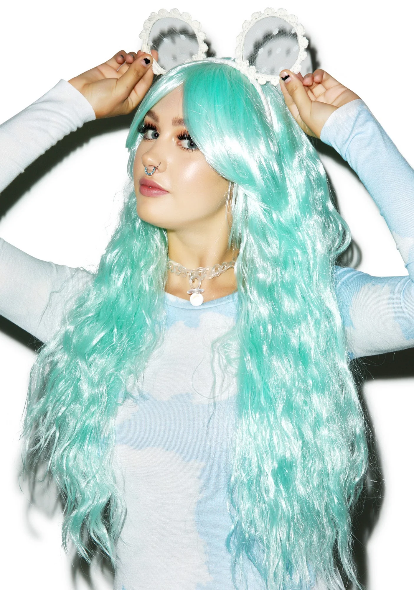 Pastel Baby Wavy Wig - Light Blue - Image 4