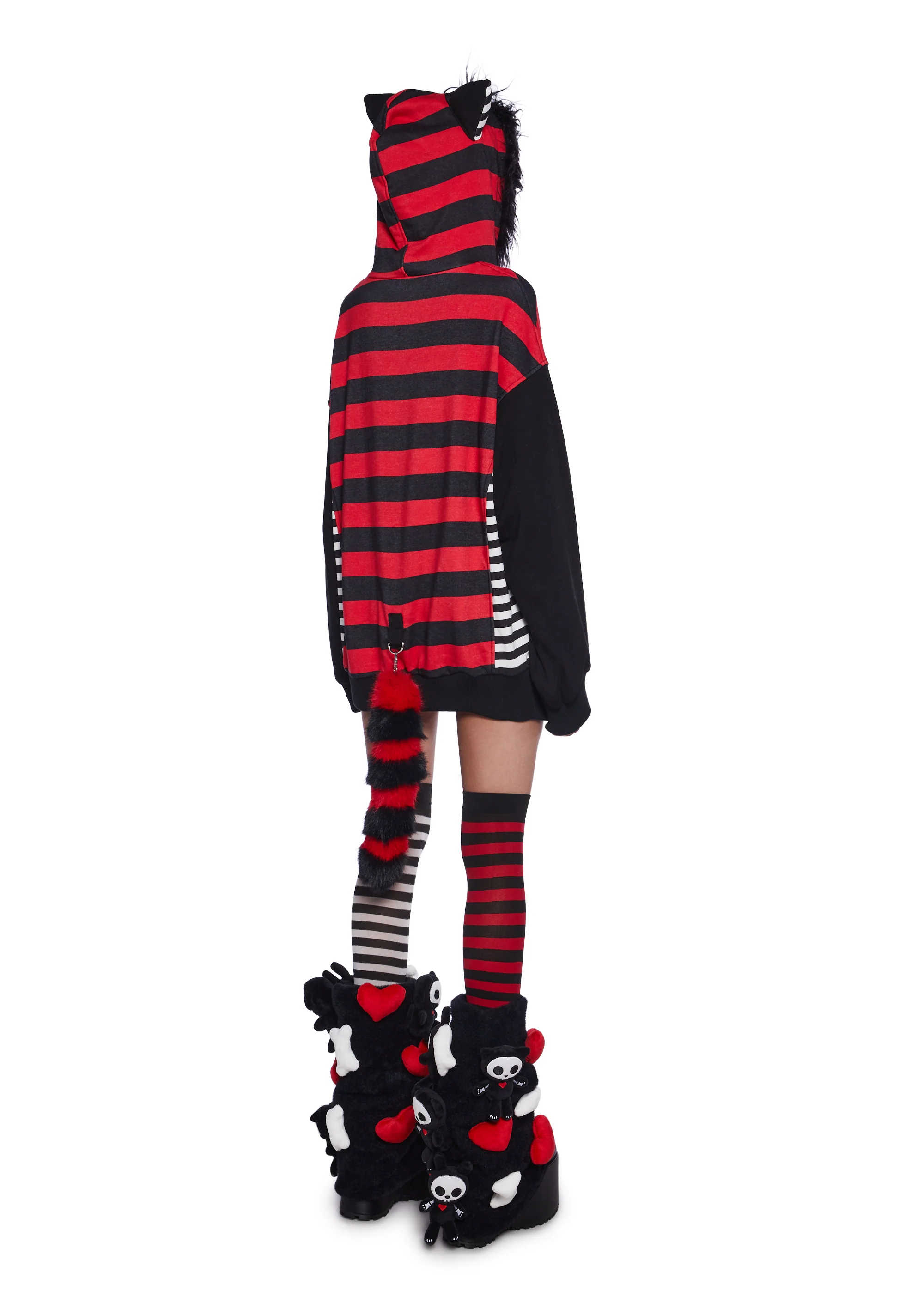 Stripes And Tails Oversized Graphic Hoodie - Image 4