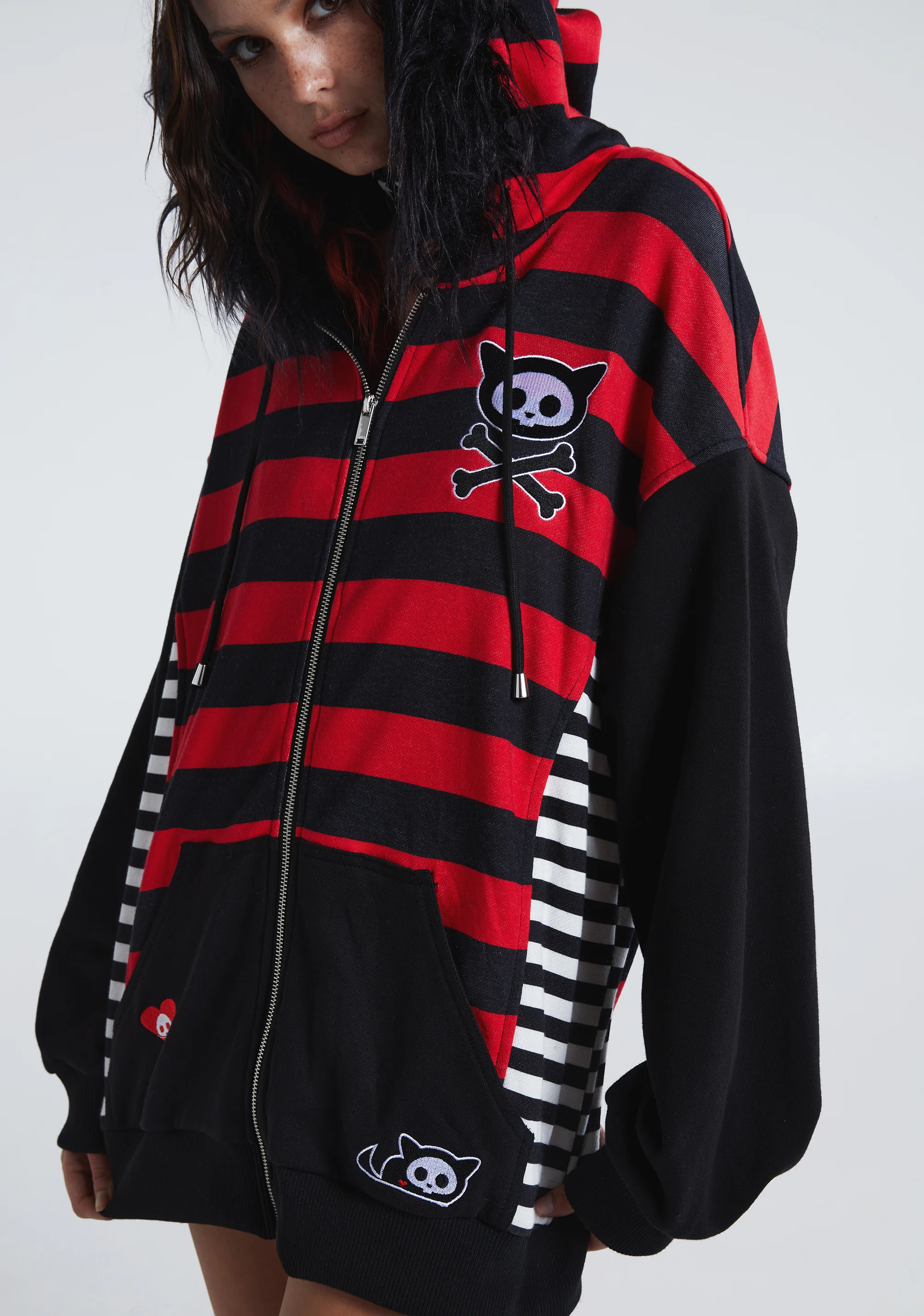 Stripes And Tails Oversized Graphic Hoodie - Image 8